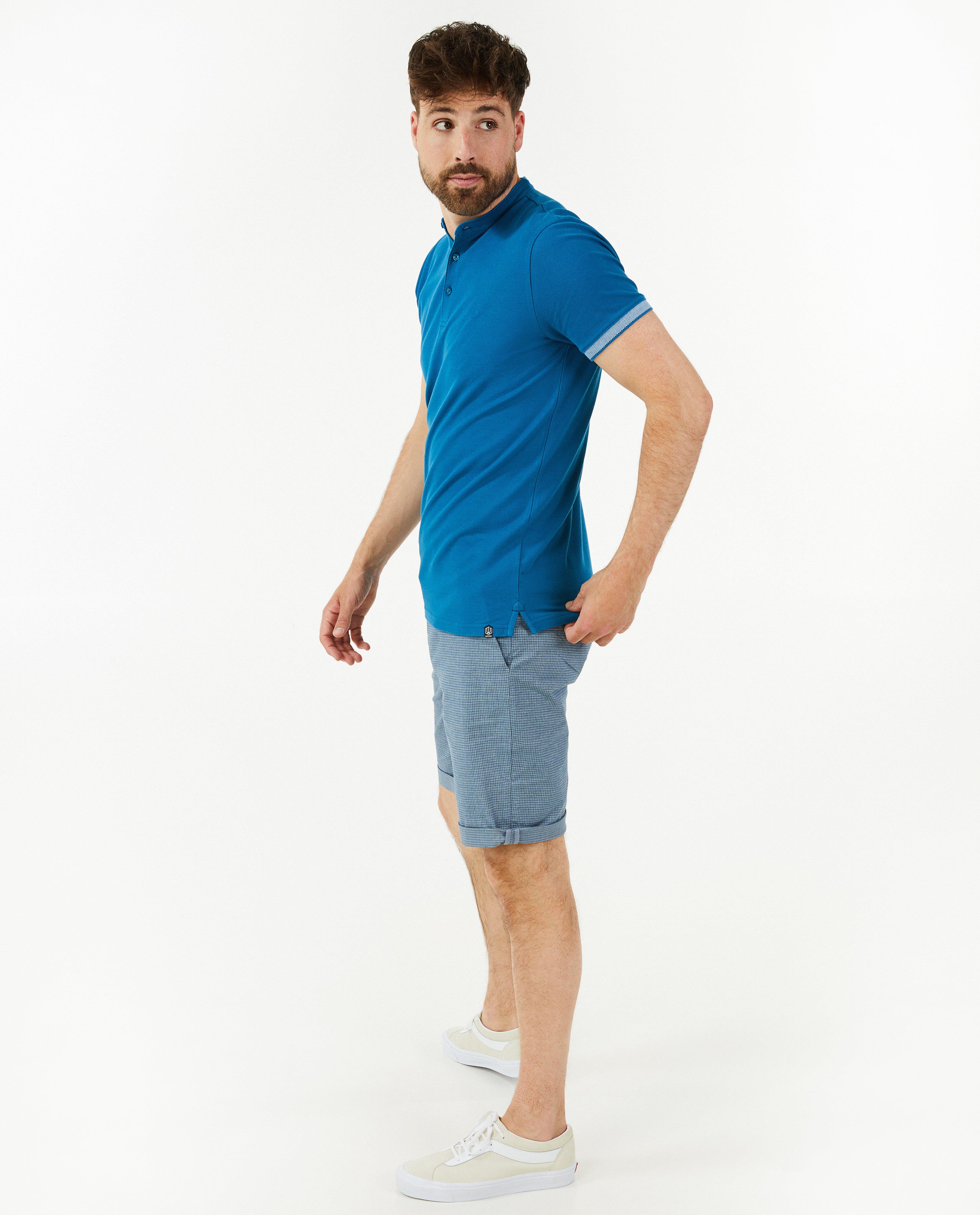 Tricou polo albastru din bumbac organic cu tematică de quarterback