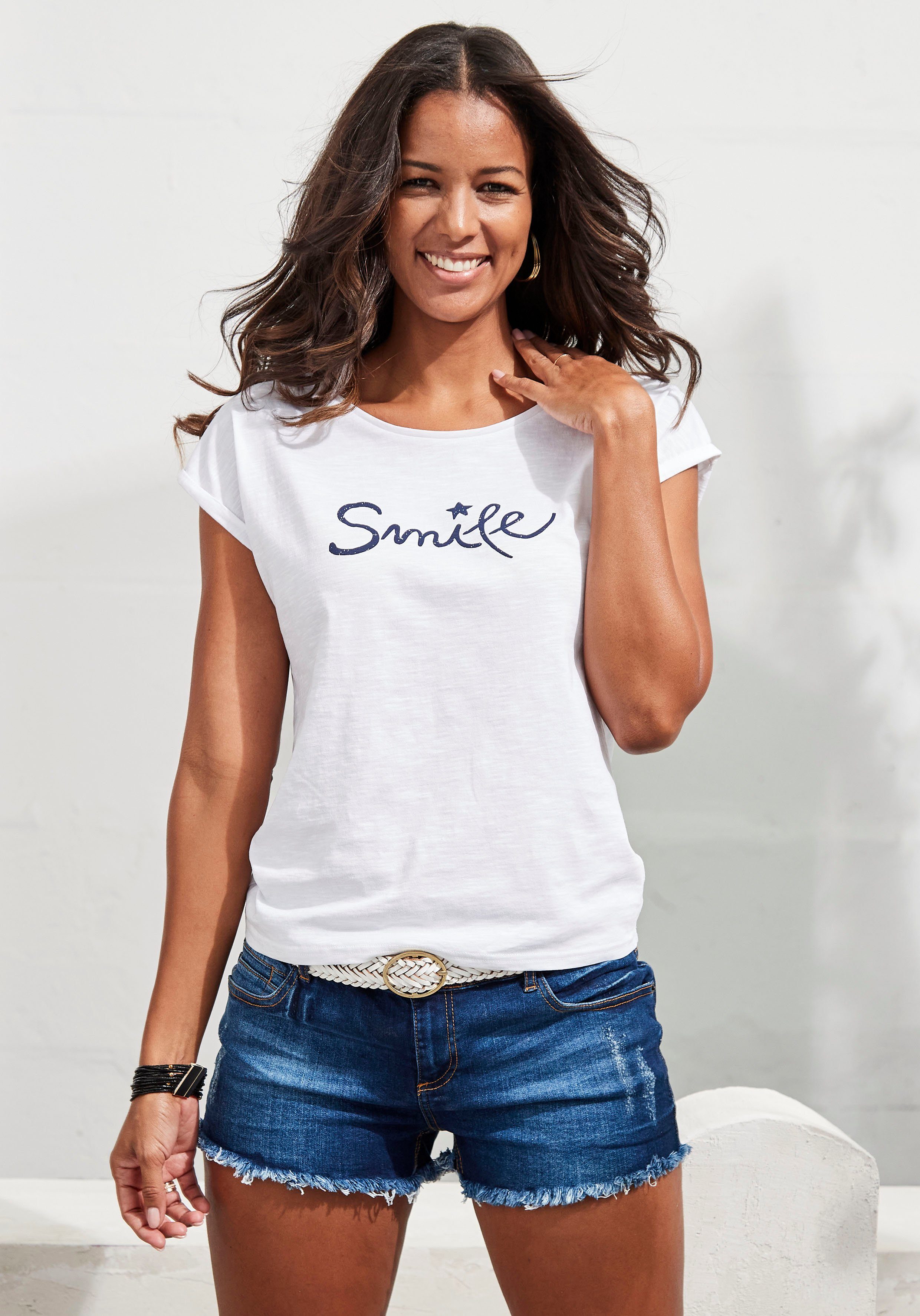 Beachtime T-Shirt mit modischem Frontdruck 