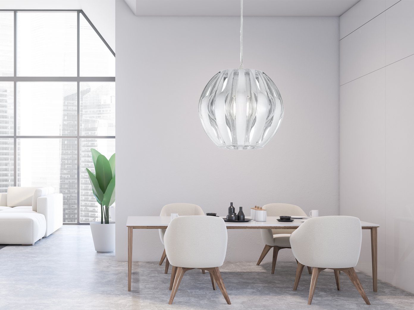 meineWunschleuchte LED Pendelleuchte, Dimmfunktion, LED wechselbar, Warmweiß, klein-e Designer-lampen Lichtdesign hängend über-n Esstisch Weiß Ø30cm