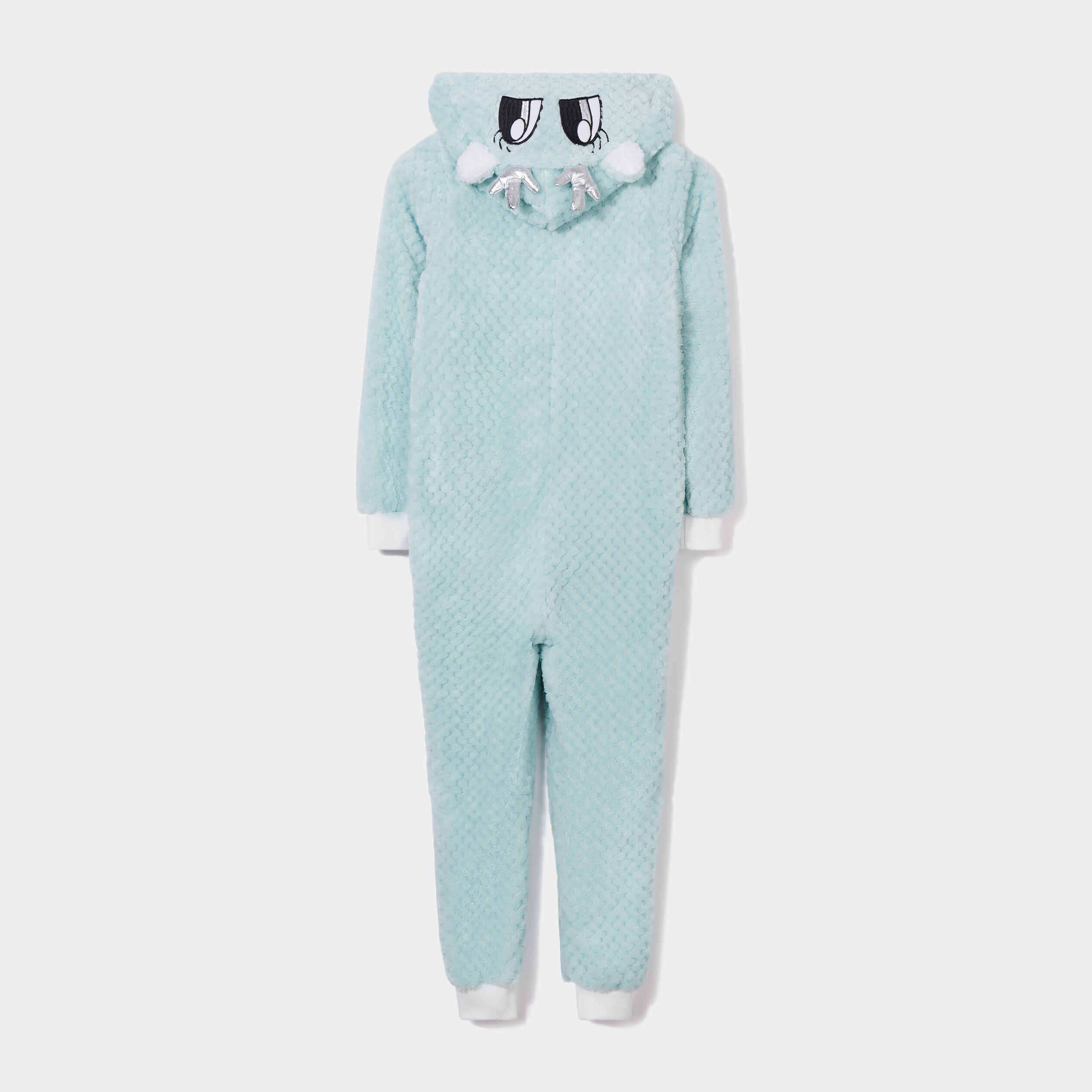 Combinaison pyjama pilou à capuche bleu gris fille | La Halle