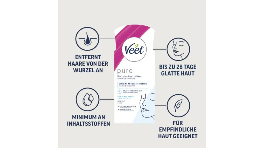 Veet PURE Gesicht Kaltwachsstreifen Sensible Haut