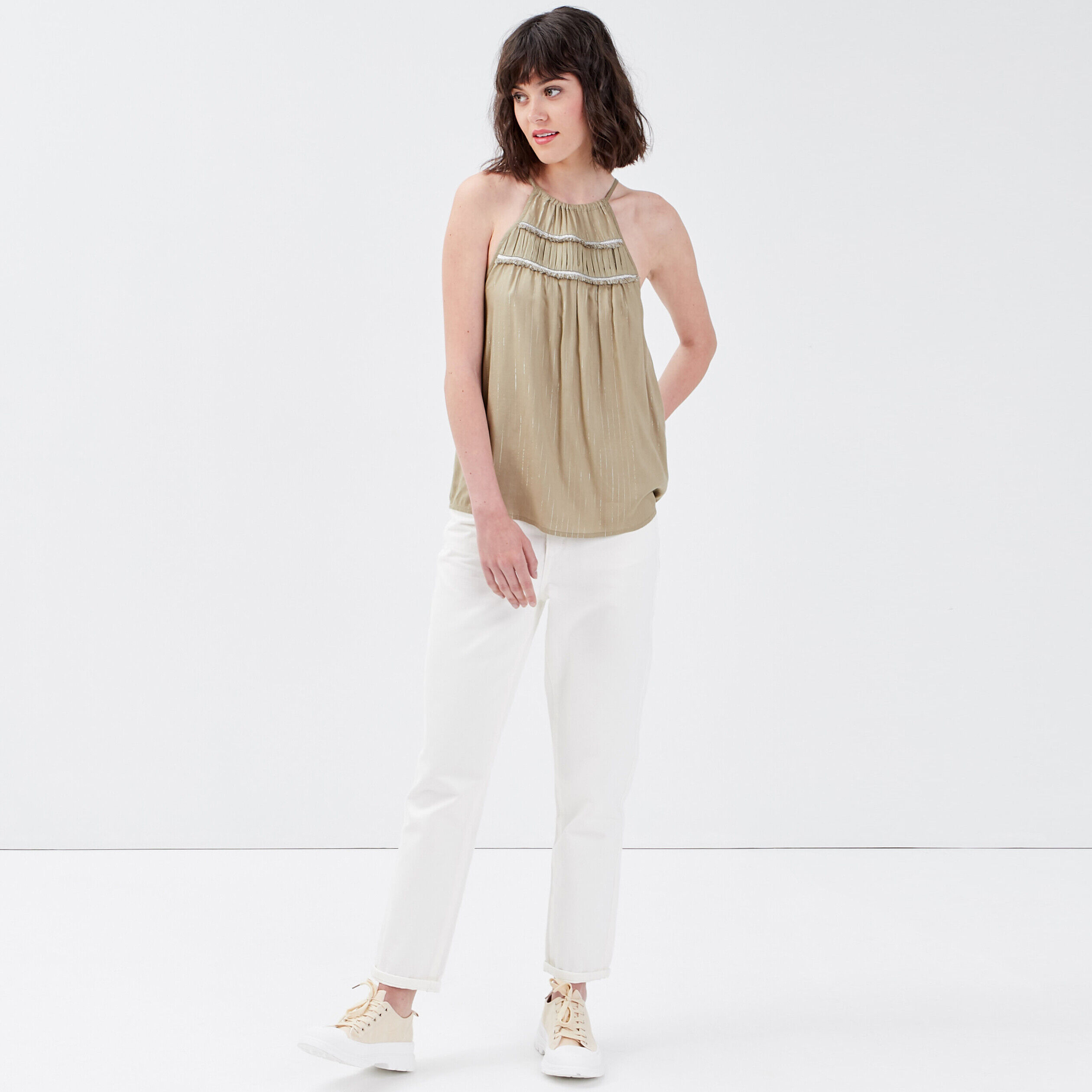 Blouse bretelles fines gris femme | Cache Cache