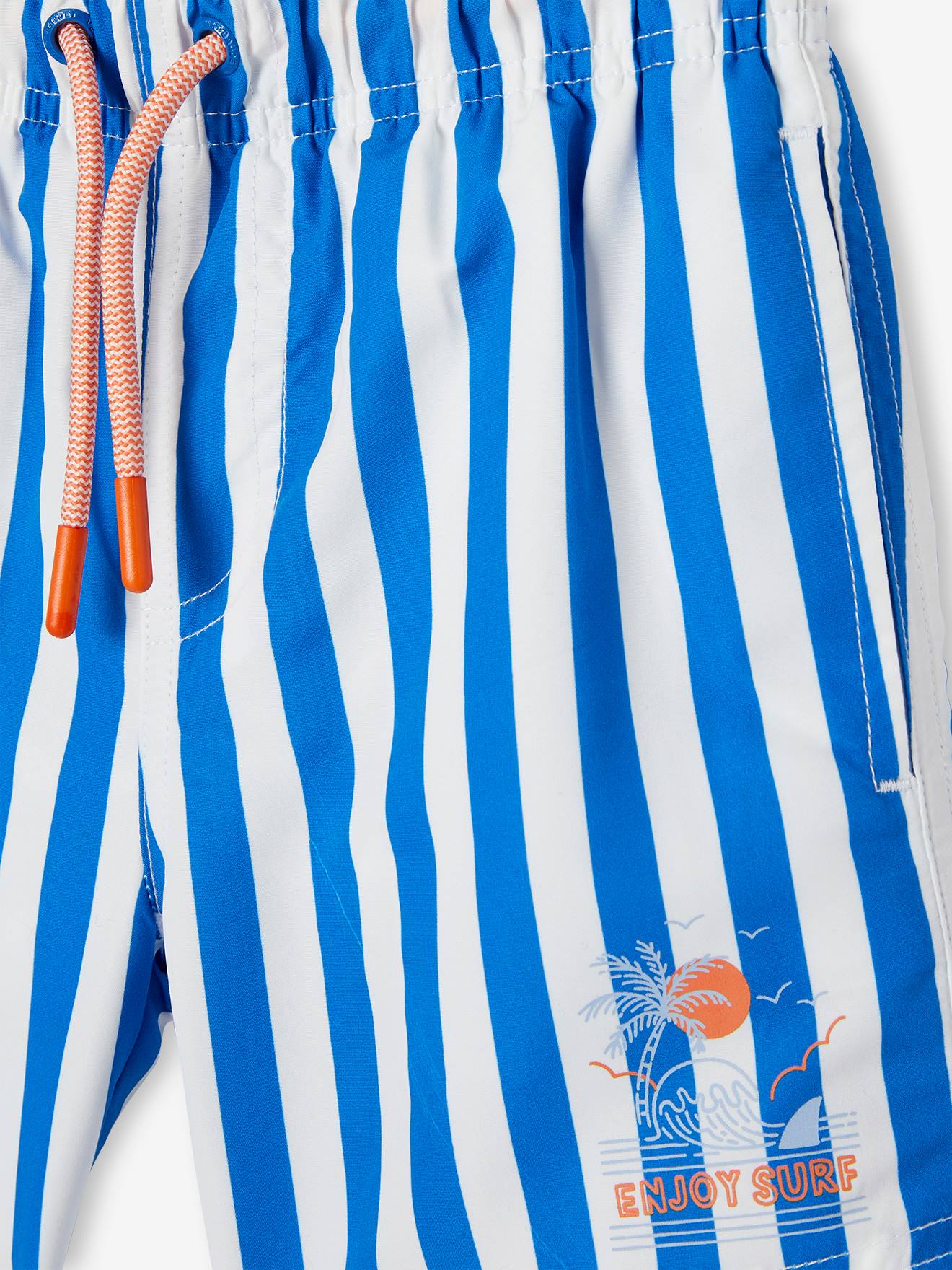 Short de bain rayé garçon rayé bleu