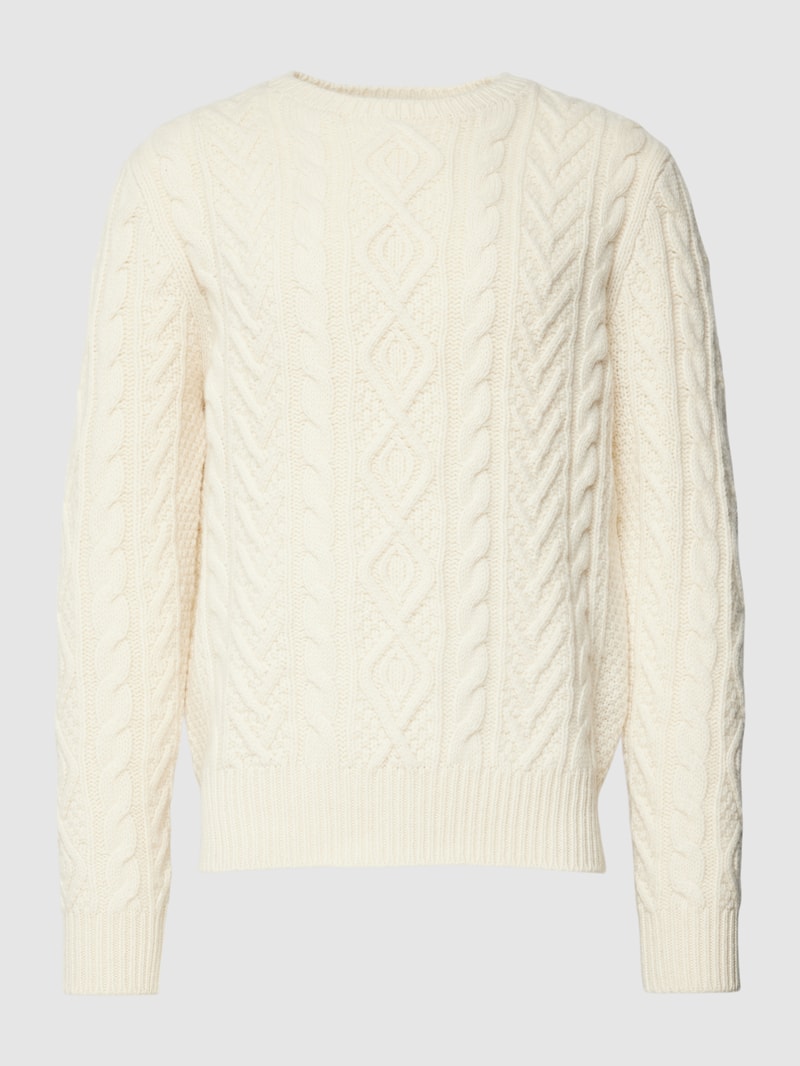 Strickpullover mit Zopfmuster in offwhite