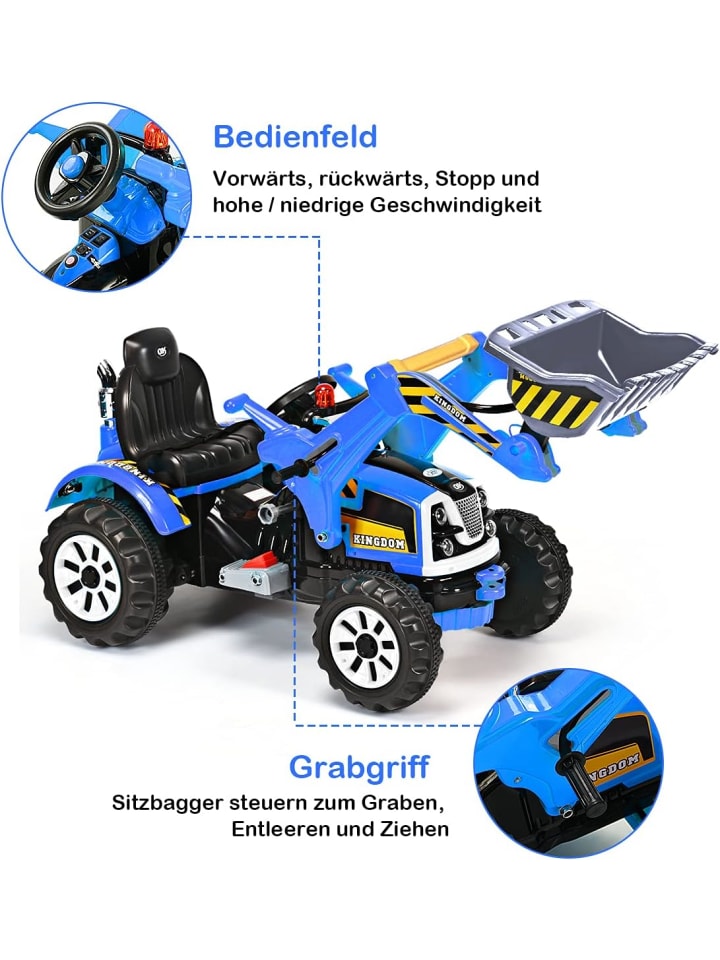COSTWAY 12V Elektro Sitzbagger in Blau günstig kaufen 150 x 60 cm
