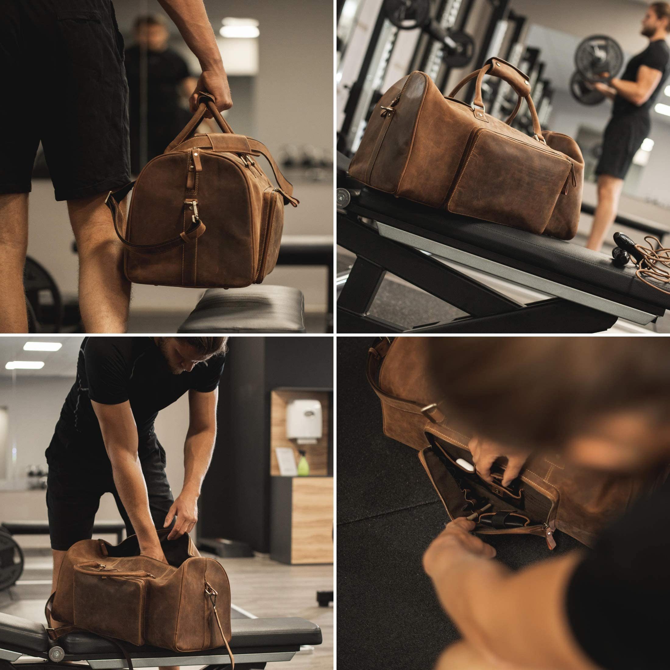Donbolso Weekender Weekender Neapel - Reisetasche Herren groß, Leder Braun, Braun L