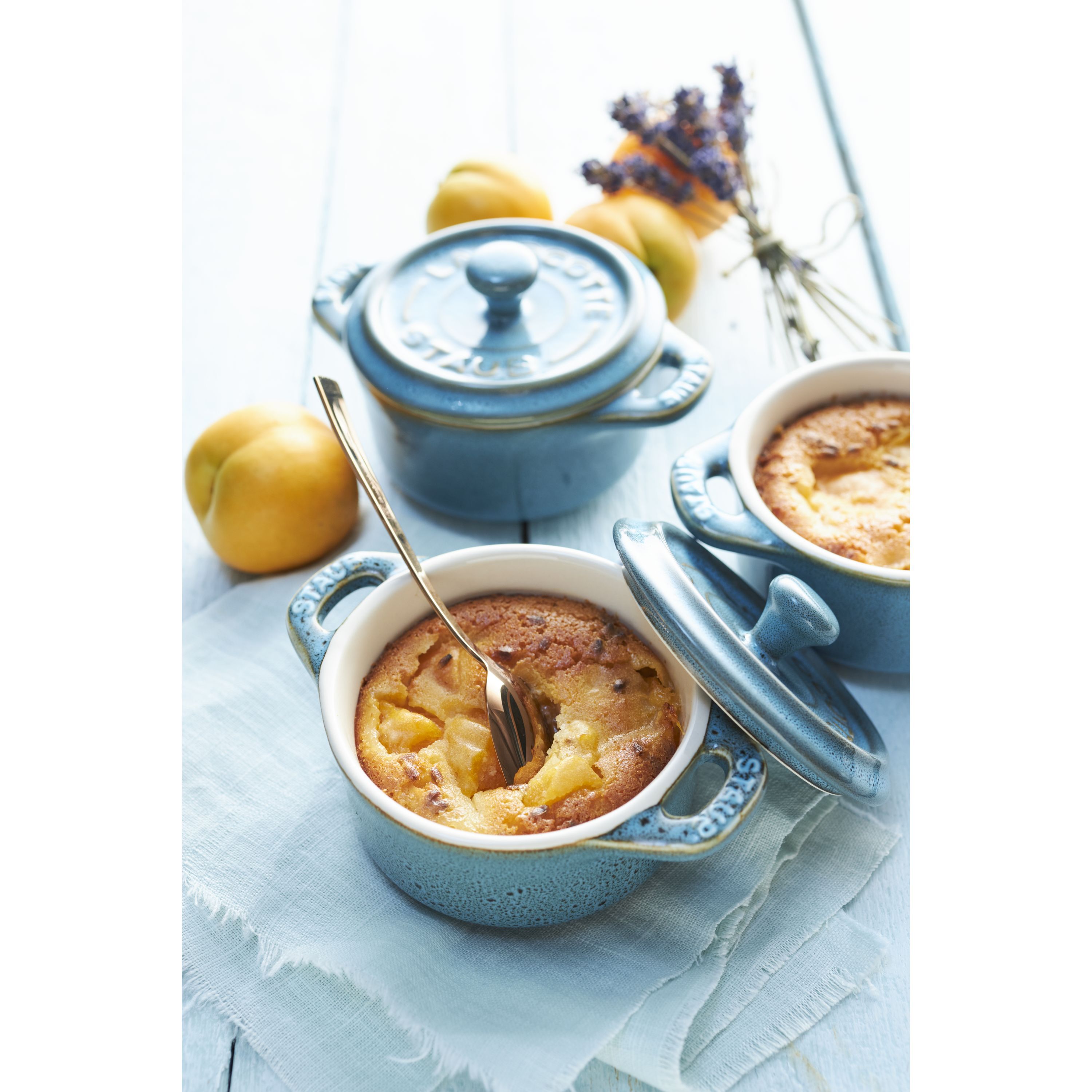 Cocotte Set 4-tlg, rund, Antik-Türkis, Keramik