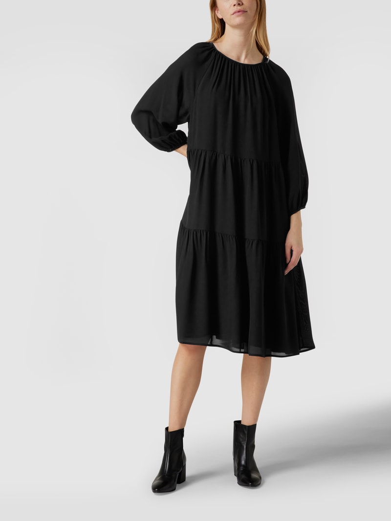 Midikleid aus Viskose Modell 'Tiia' in schwarz