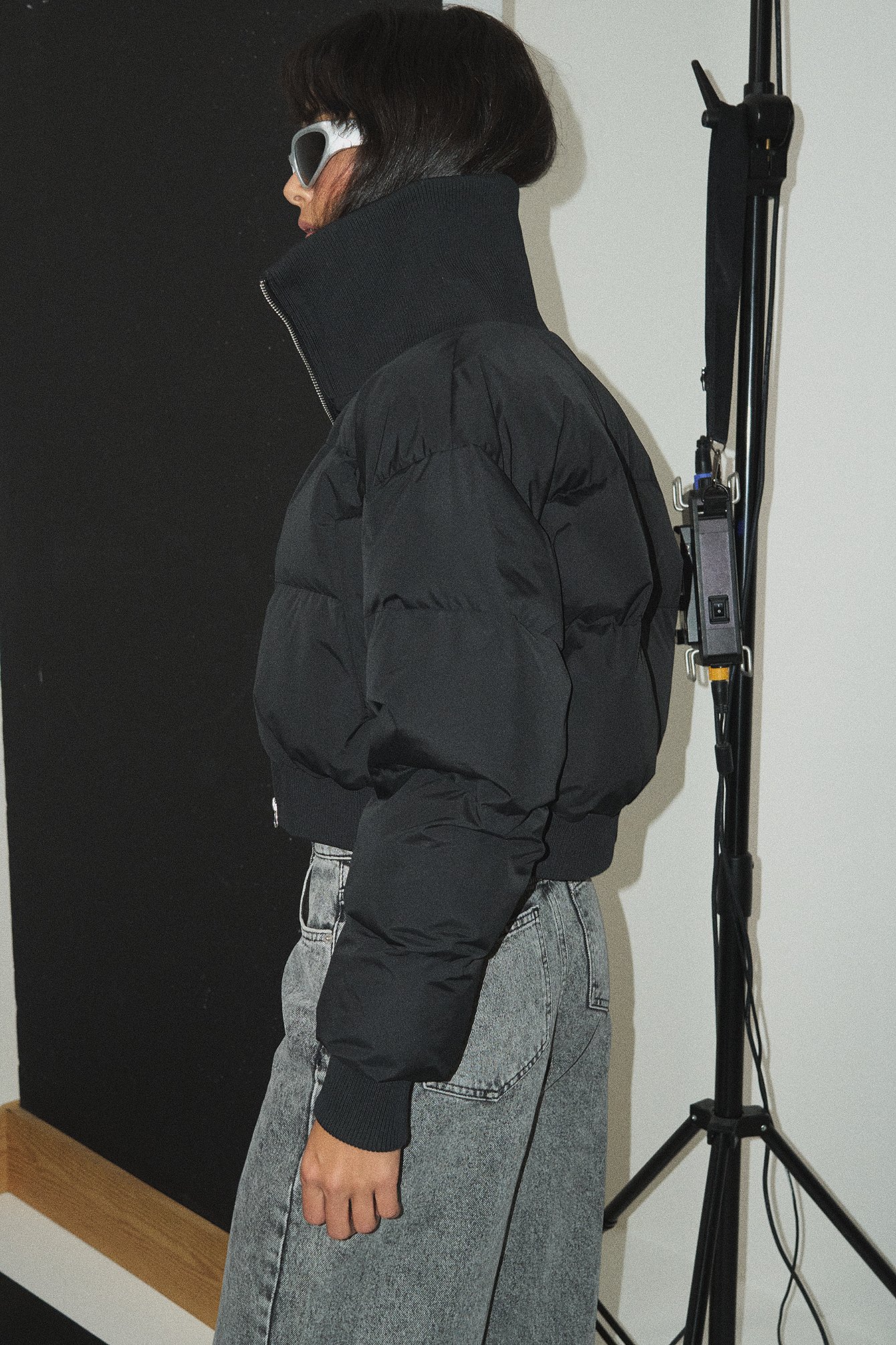 Gefütterte Cropped-Jacke mit Daunenmischung