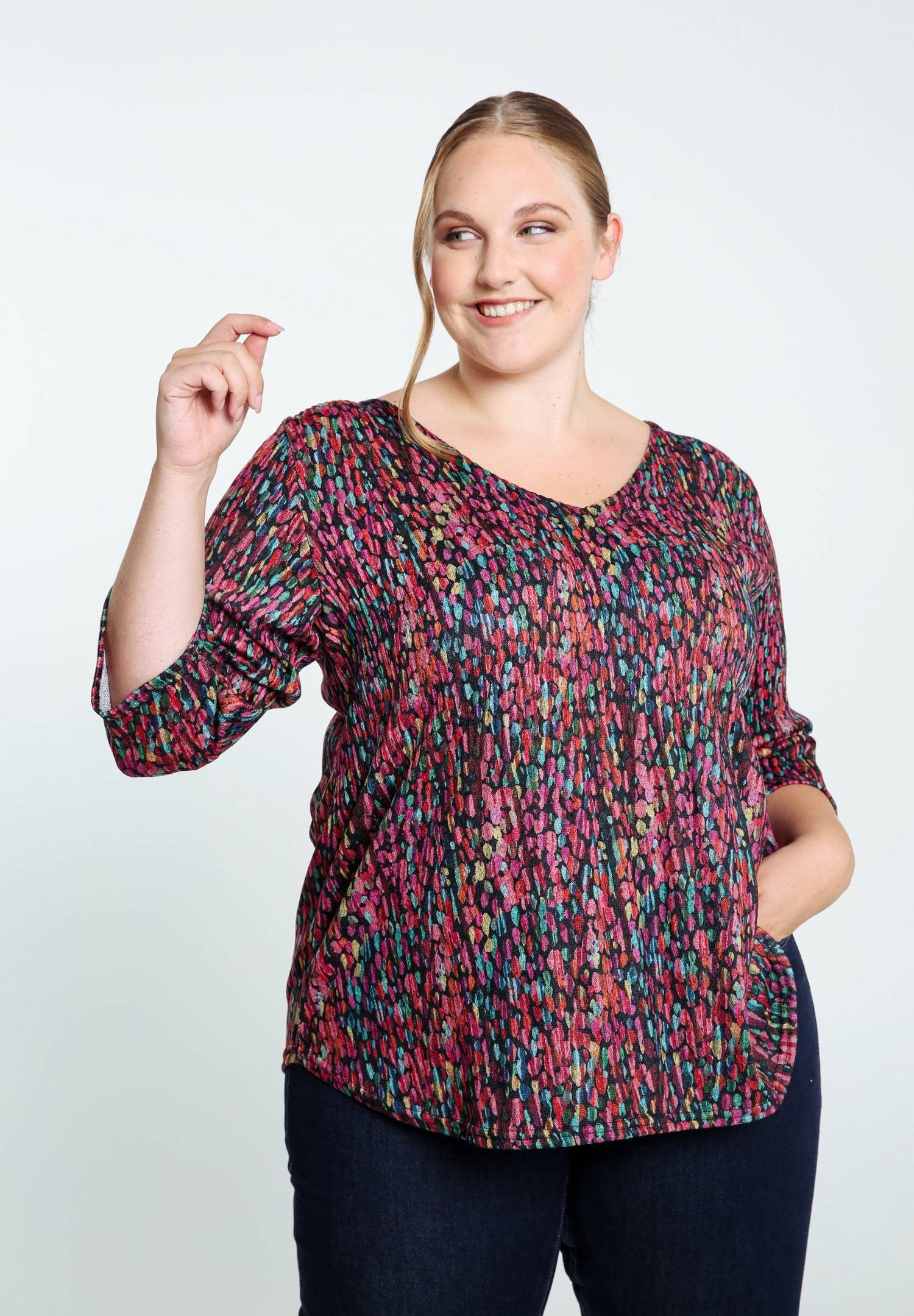 Paprika Tunika Lange Warme Stricktunika Mit Aufdruck