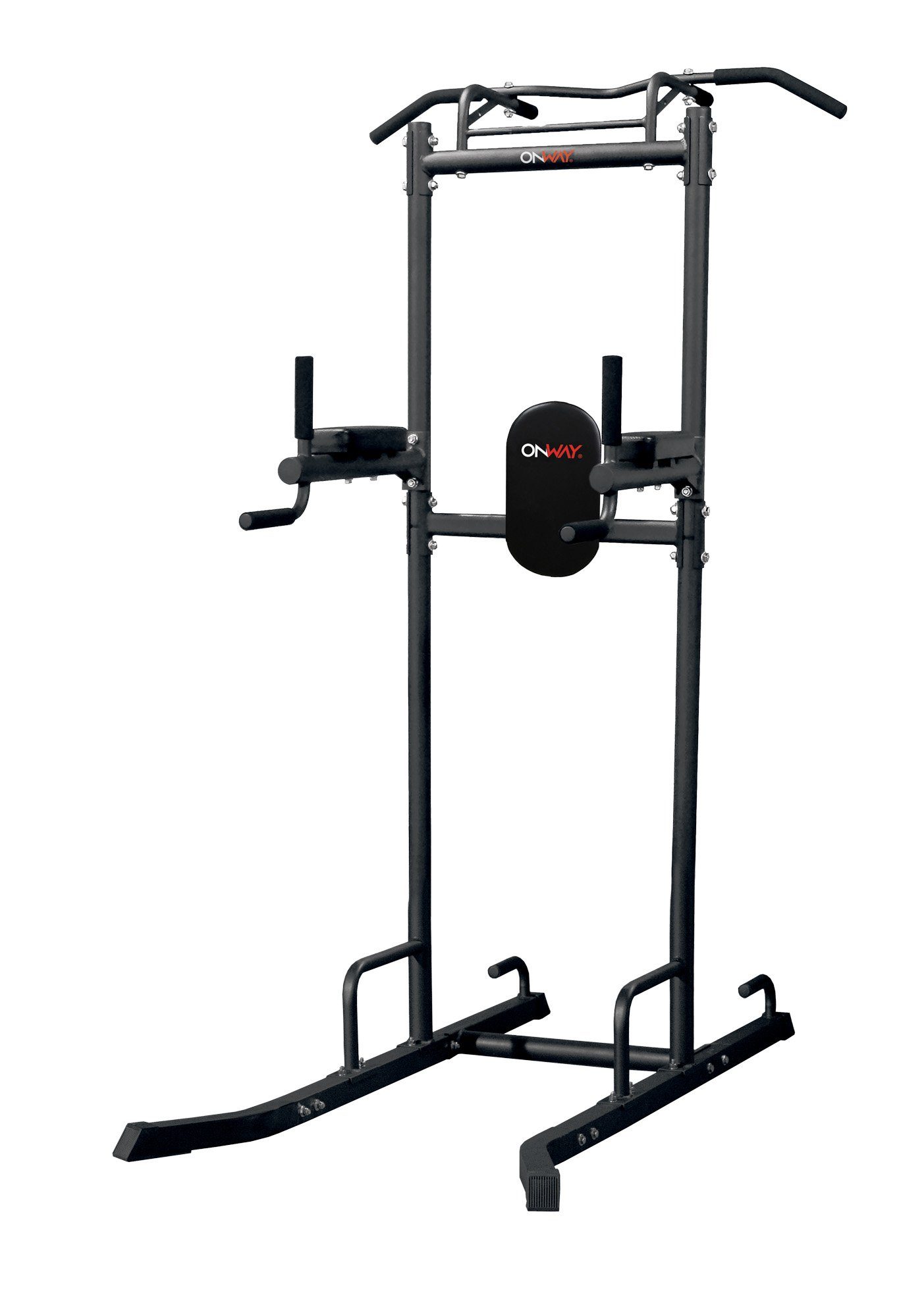 OnWay Kraftstation OnWay Power Tower Fitness Training Kraftstation schwarz OF2505, Der OnWay Power Tower ist eine multifunktionale Station aus Stahlrohren mit 8 Klemmen: VKR-Station (vertikaler Knielift), Tauchstation, Parallelstation und Schwimmstat