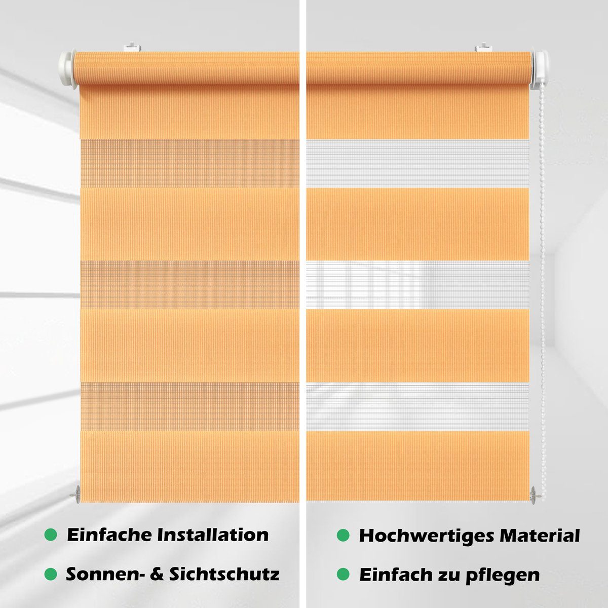 Doppelrollo Doppelrollo Duo-Rollo Klemm-Fix mit Klemmträger, Fenster-Rollo/Seitenz, DomDeco, Klemm- oder Schraubmontage
