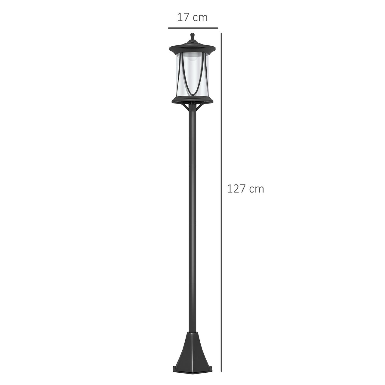 Outsunny Solar Gartenlaterne 127 cm Gartenlampe mit Kaltweiß LED Licht Schwarz