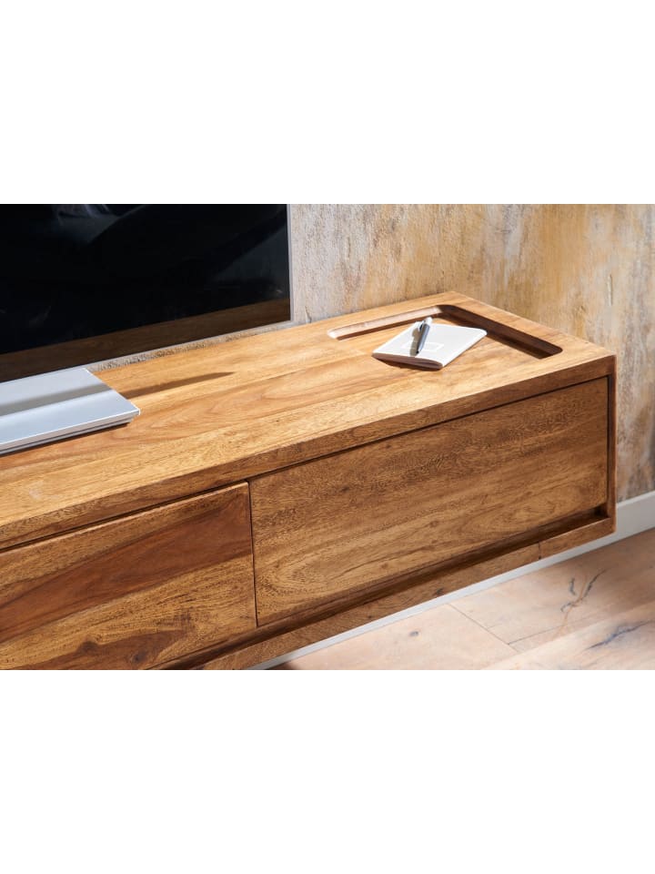 KADIMA DESIGN Lowboard Hängend Sheesham Massivholz 160x25x35 cm TV-Schrank , günstig kaufen onesize