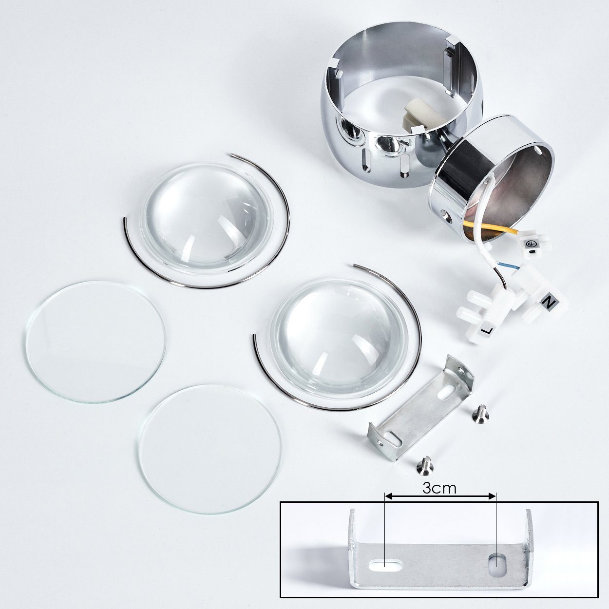 hofstein Wandleuchte Osacca Wand-Lampe, halbrunde Designer-Effektlampe in modernem chrom, ohne Leuchtmittel, mit Schlitzen, die Wandbeleuchtung funktioniert mit LED oder Halogen