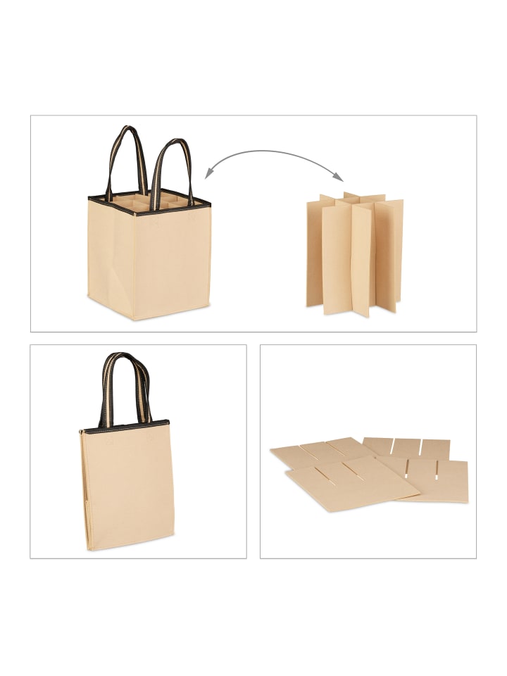 relaxdays Flaschentasche in Beige günstig kaufen onesize
