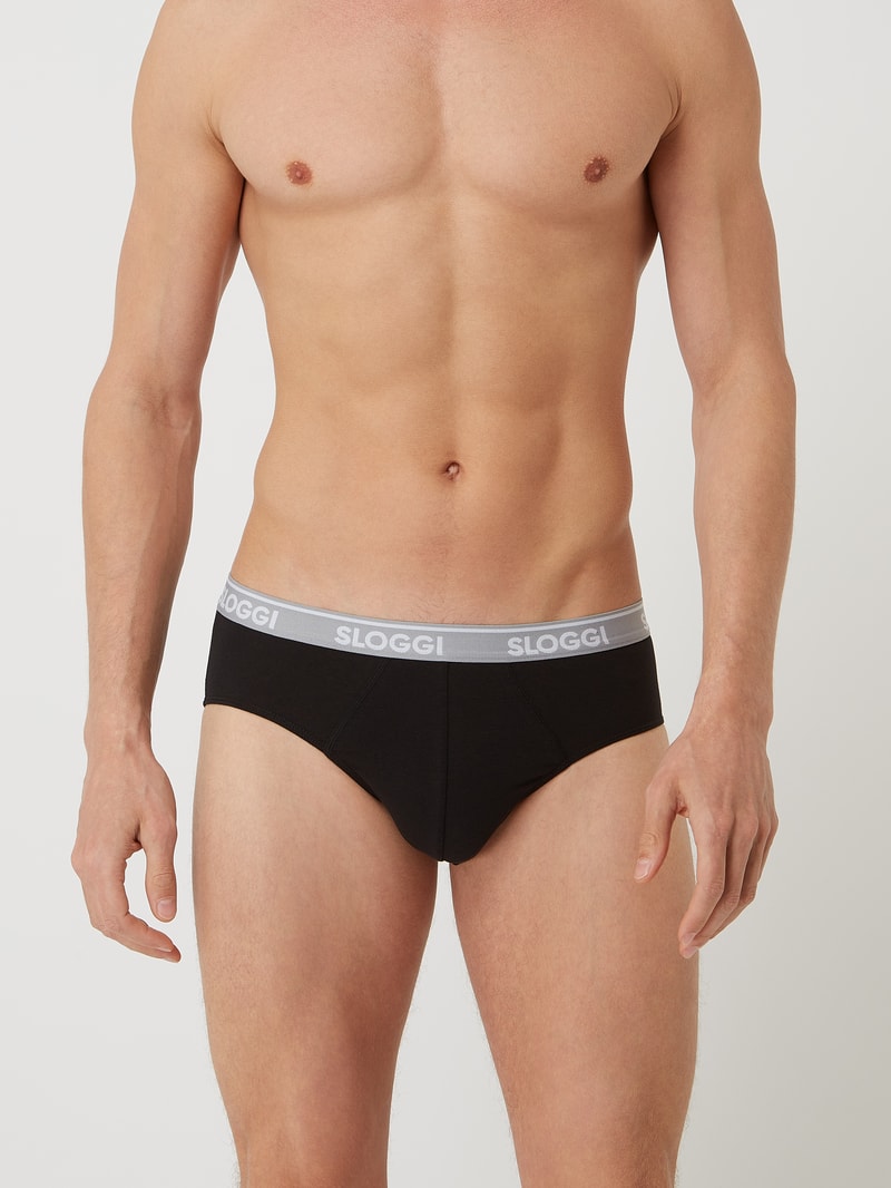 Slip mit Stretch-Anteil im 6er-Pack in schwarz