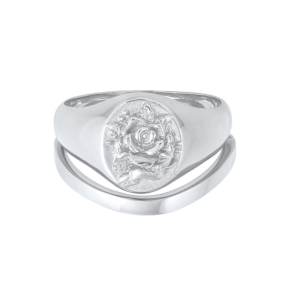 Elli Elli Bague Signet Femme Duo Rose Basic Vintage Trend en argent sterling 925 plaqu Bague