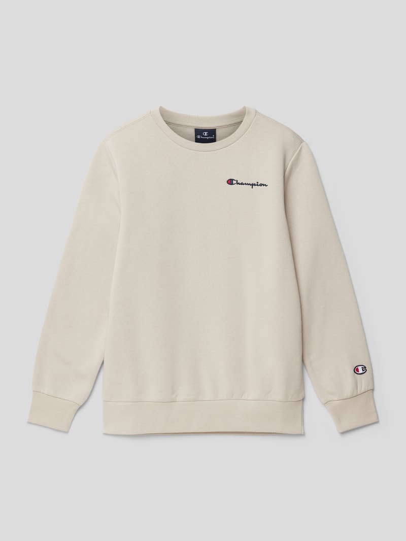Sweatshirt mit geripptem Rundhalsausschnitt in ecru