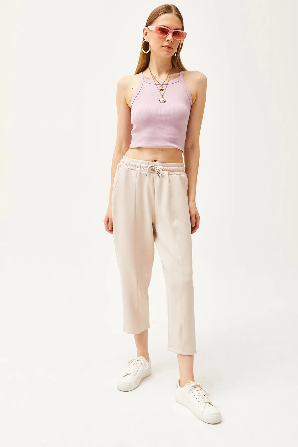Olalook  Damen-Jogginghose aus Modal mit Pudertaschen und detaillierten, weichen, strukturierten Nähten EŞF-00000069