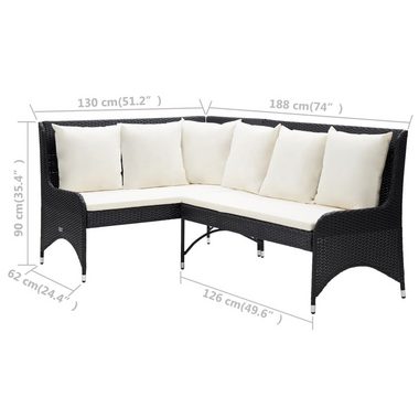 vidaXL Loungesofa Garten-Ecksofa 2-tlg. Poly Rattan Schwarz, 2 Teile
