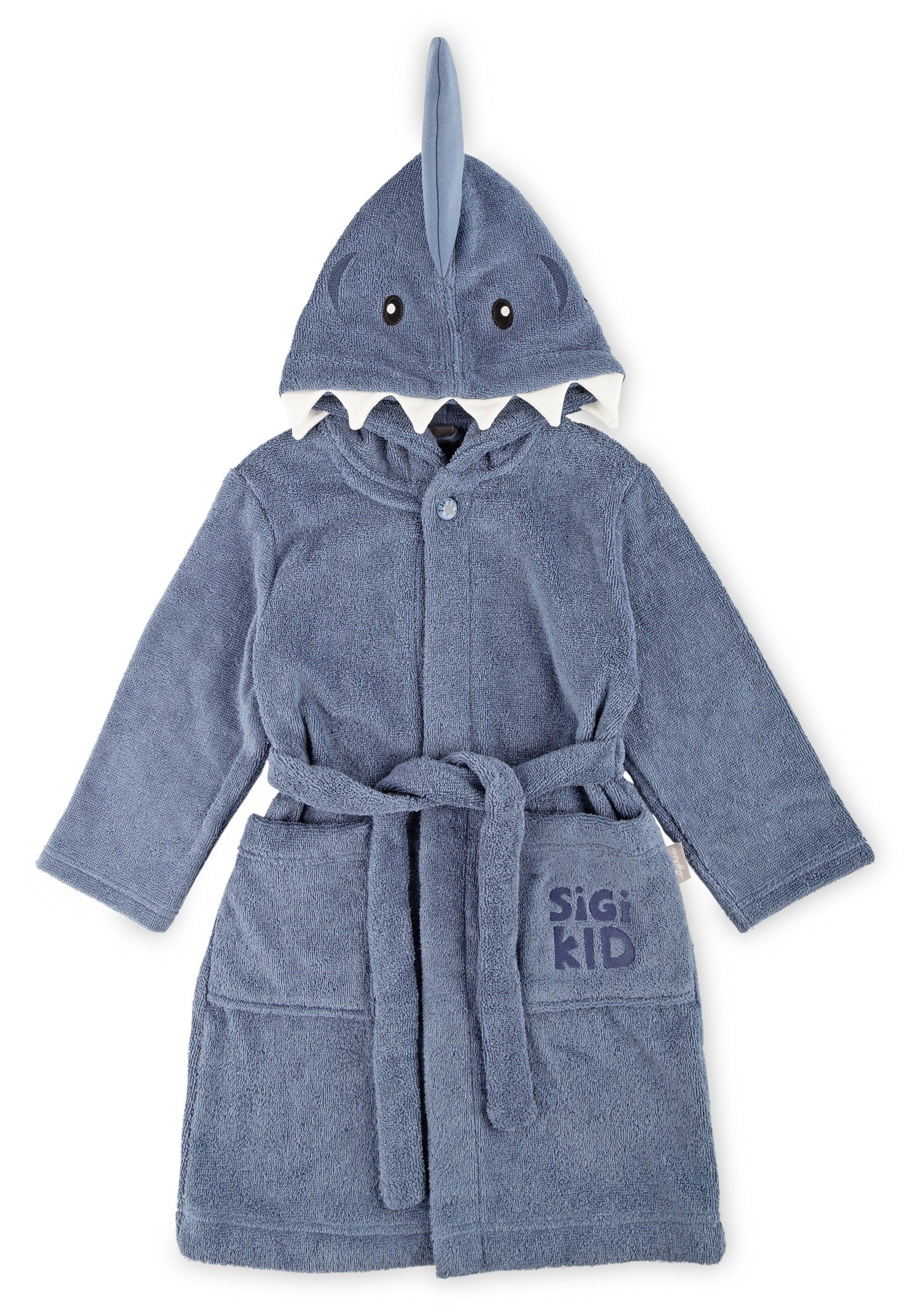 Sigikid Kinderbademantel Kinder Bademantel Bademantel mit Kapuze, 100% Baumwolle, Kragenknopf, Bindegürtel seitlich festgenäht