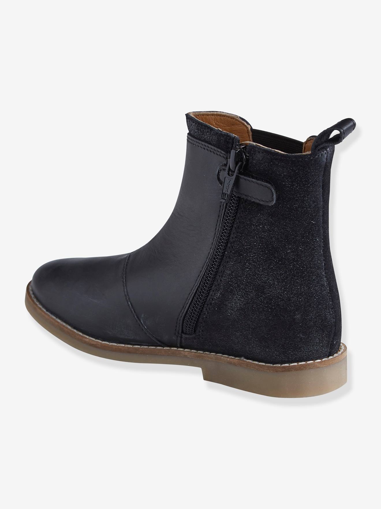 Vertbaudet Mädchen Boots, Materialmix - schwarz