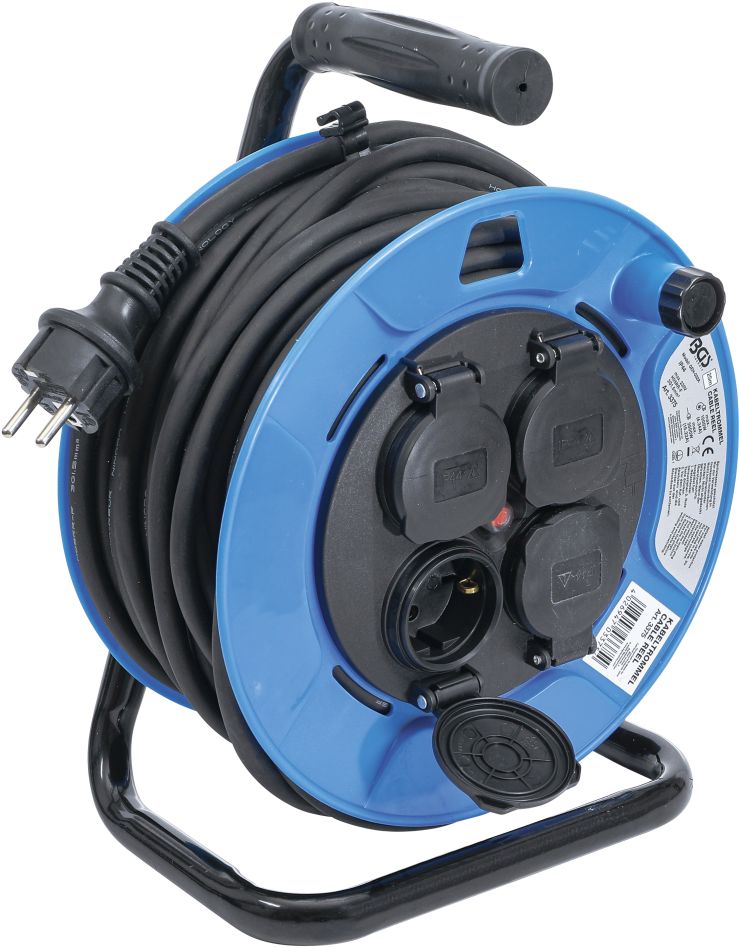 BGS 3375 Kabelio ritė 25 m 3 x 1,5 mm² 4 lizdai su apsauginiu dangteliu IP 44 3500 W