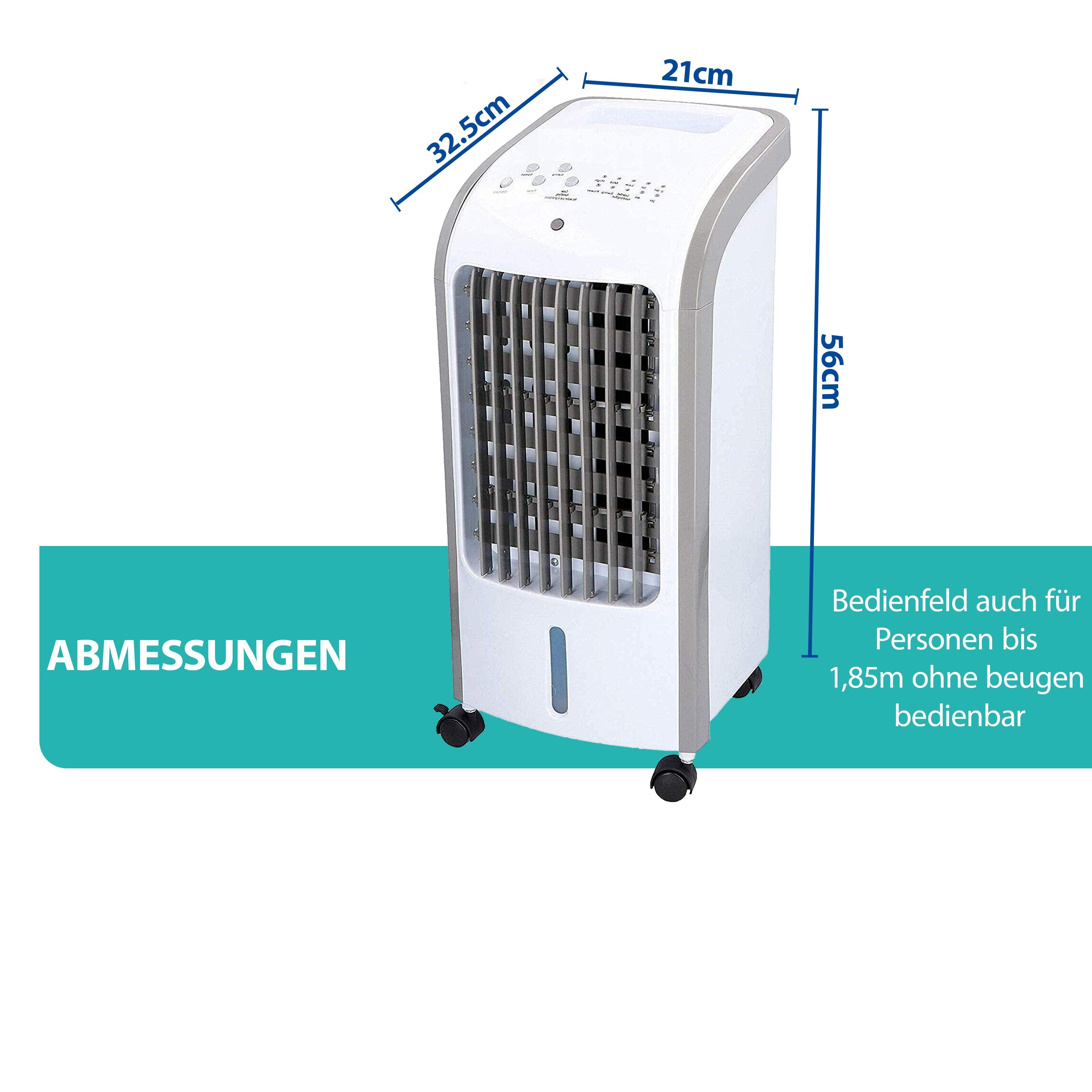 JUNG Luftkühler Commodo mobile Klimaanlage ohne Abluftschlauch mit Fernbedienung Timer, leiser Ventilator mit Wasserkühlun, Klimagerät Mobil Lüftkühler