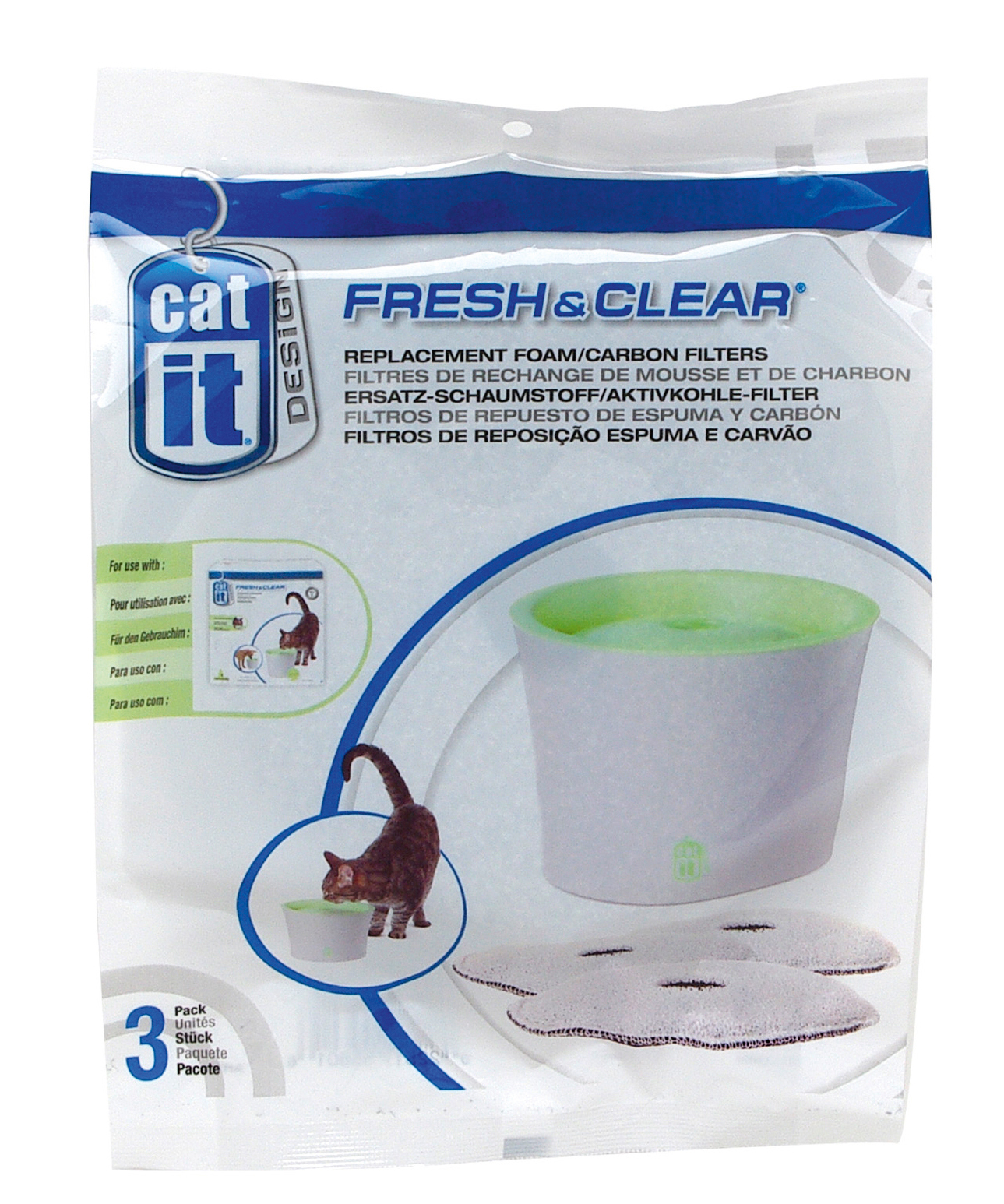 Catit Trinkbrunnen Catit Ersatzkohlefilter für 3 Liter Trinkbrunnen 3er-Pack