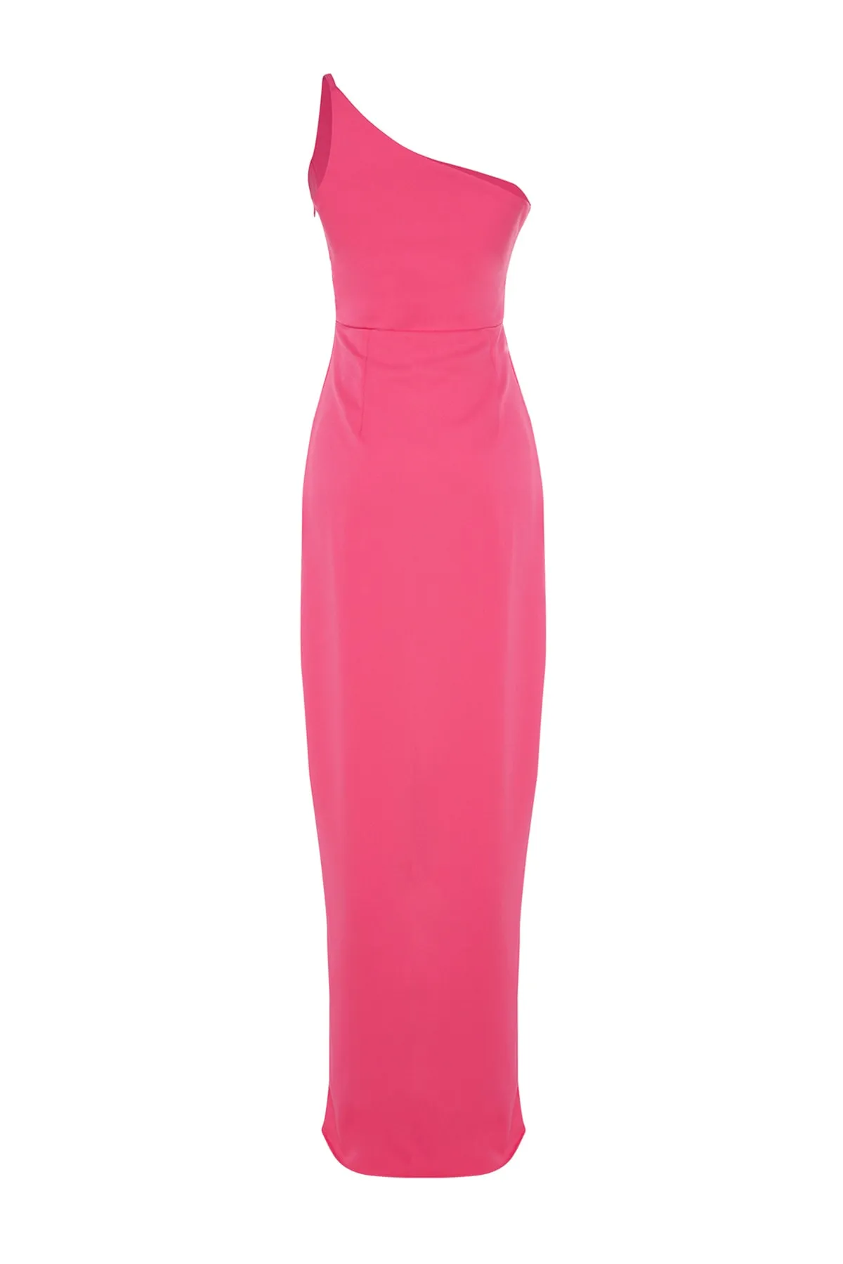 Trendyol Collection  Fuchsiafarbenes, figurbetontes, langes Abendkleid aus Webstoff TPRSS23AE00133