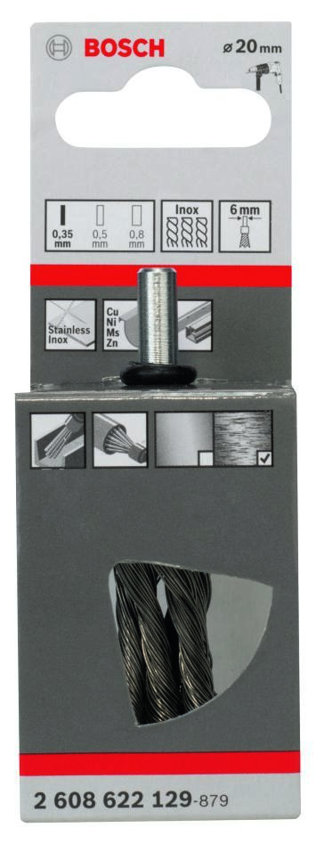 Příslušenství Bosch Blue 2608622129 Kartáčová hlavice 19 mm opletená 6 mm stopka Nerezová ocel