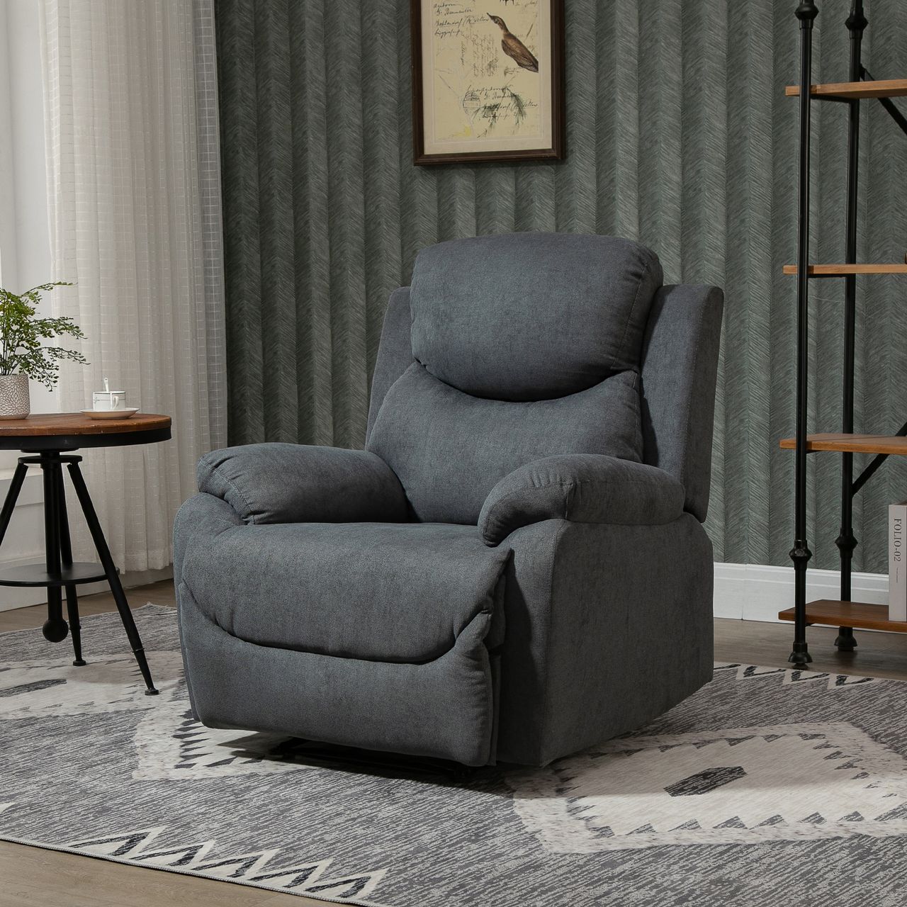 HOMCOM Relaxsessel Einzelsofa Liege 150° neigbar Fernsehsessel Leinen Dunkelgrau