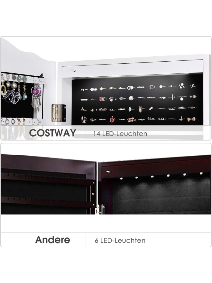 COSTWAY Schmuckschrank mit LED in Weiß günstig kaufen onesize