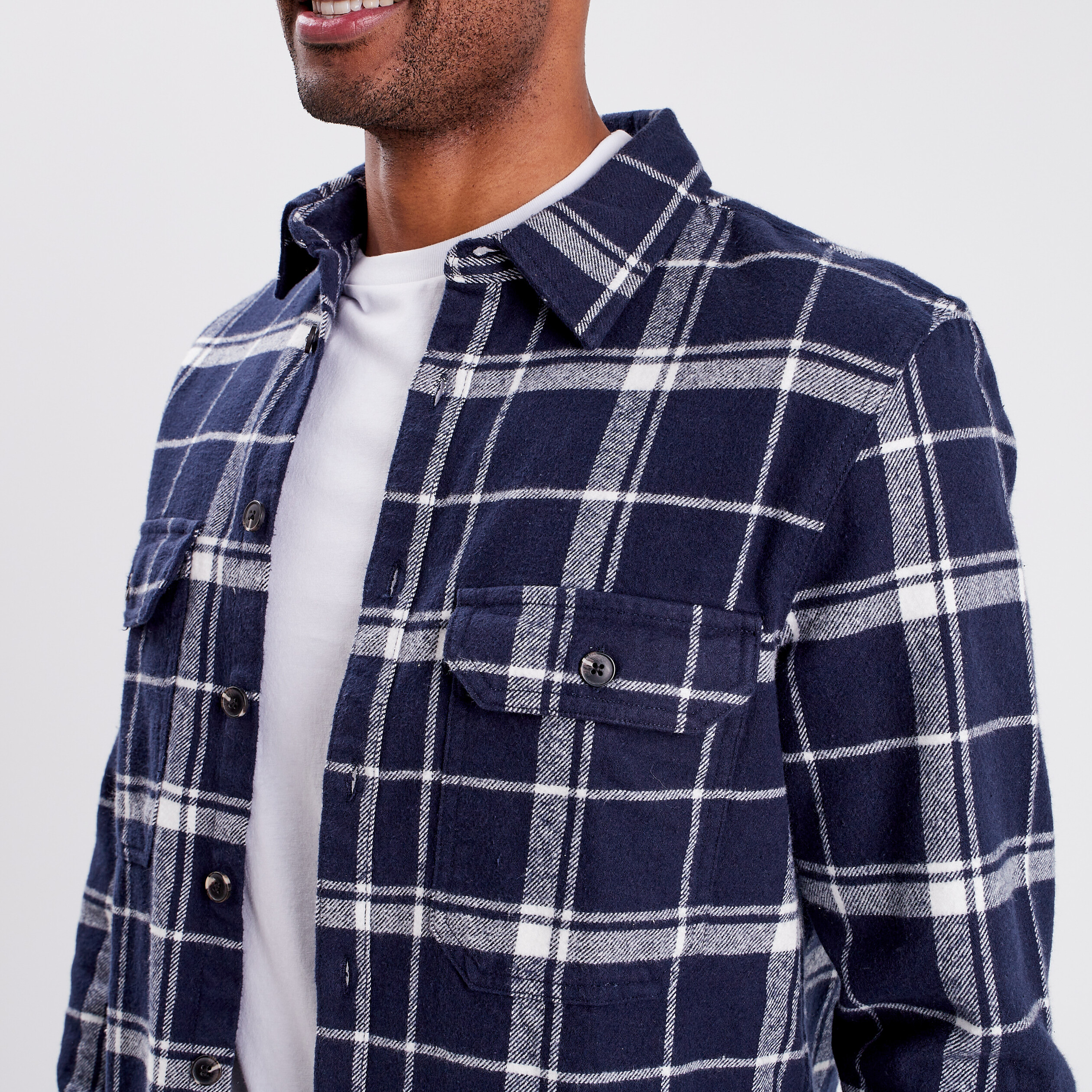 Surchemise coton manches longues Creeks bleu marine homme | La Halle