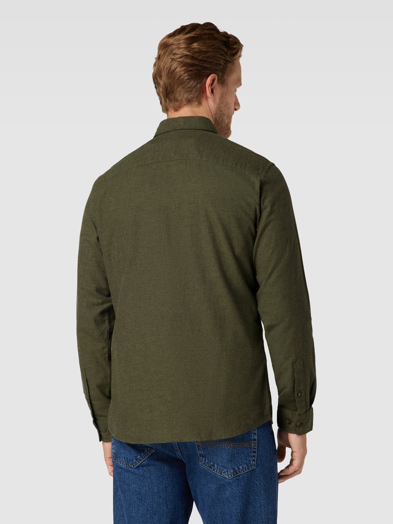 Regular Fit Freizeithemd mit Button-Down-Kragen Modell 'CLASSIC' in olivgrün meliert