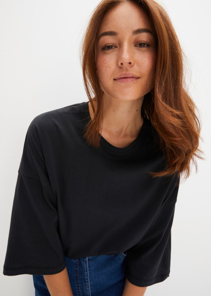 Baumwoll- Oversize-Shirt, halbarm