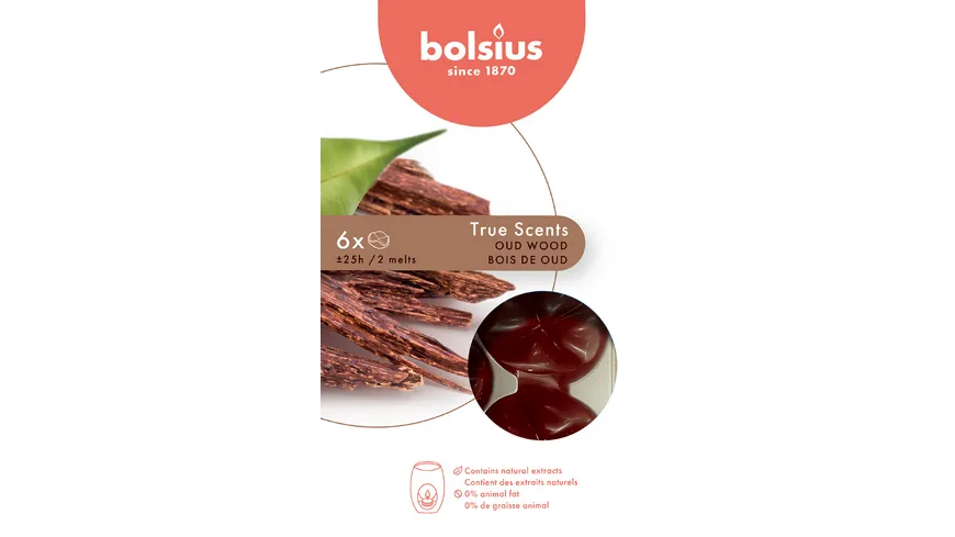 bolsius Wax Melts True Scents 6er Pack Oud Wood Oud Wood