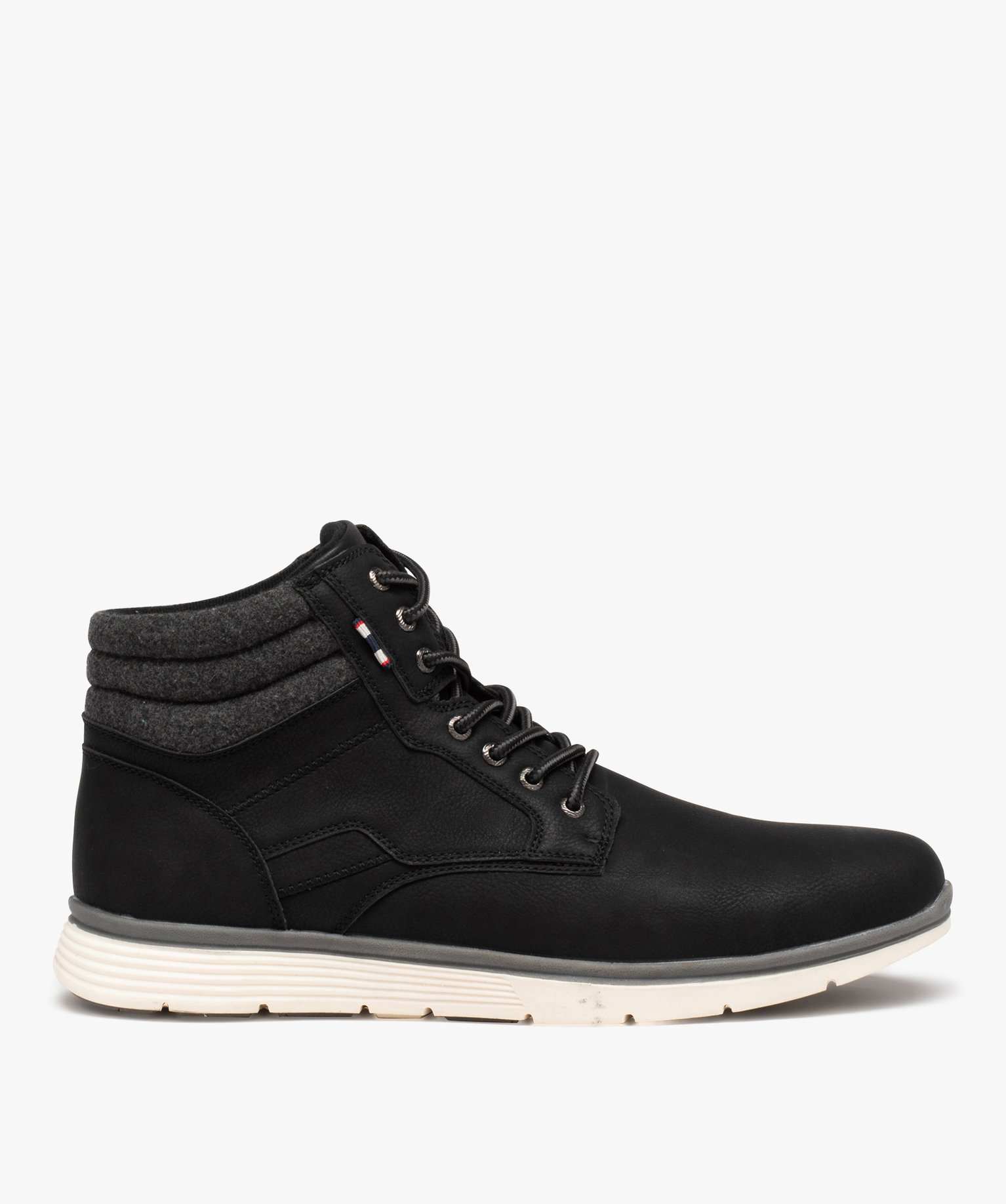 Baskets homme mid-cut avec col rembourré style denim noir | GEMO