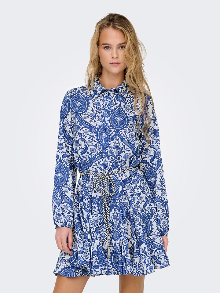ONLY Kleid in Blau/ Weiß günstig kaufen