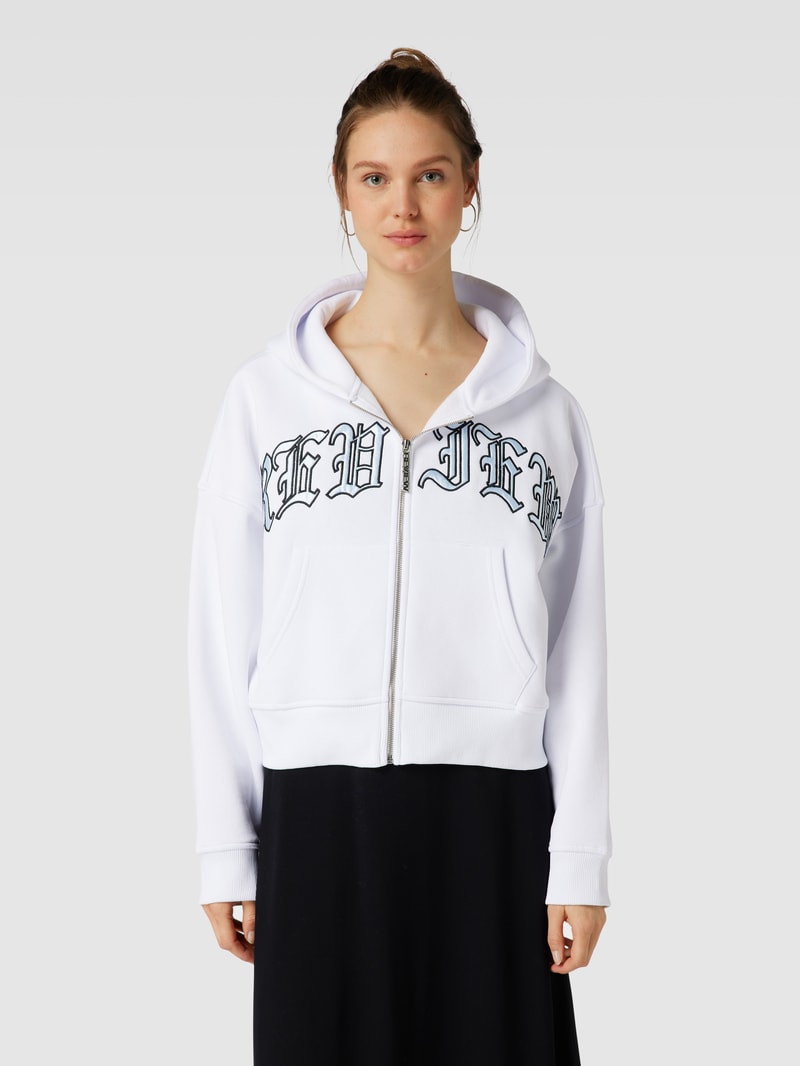 Sweatjacke mit Label-Detail in weiß
