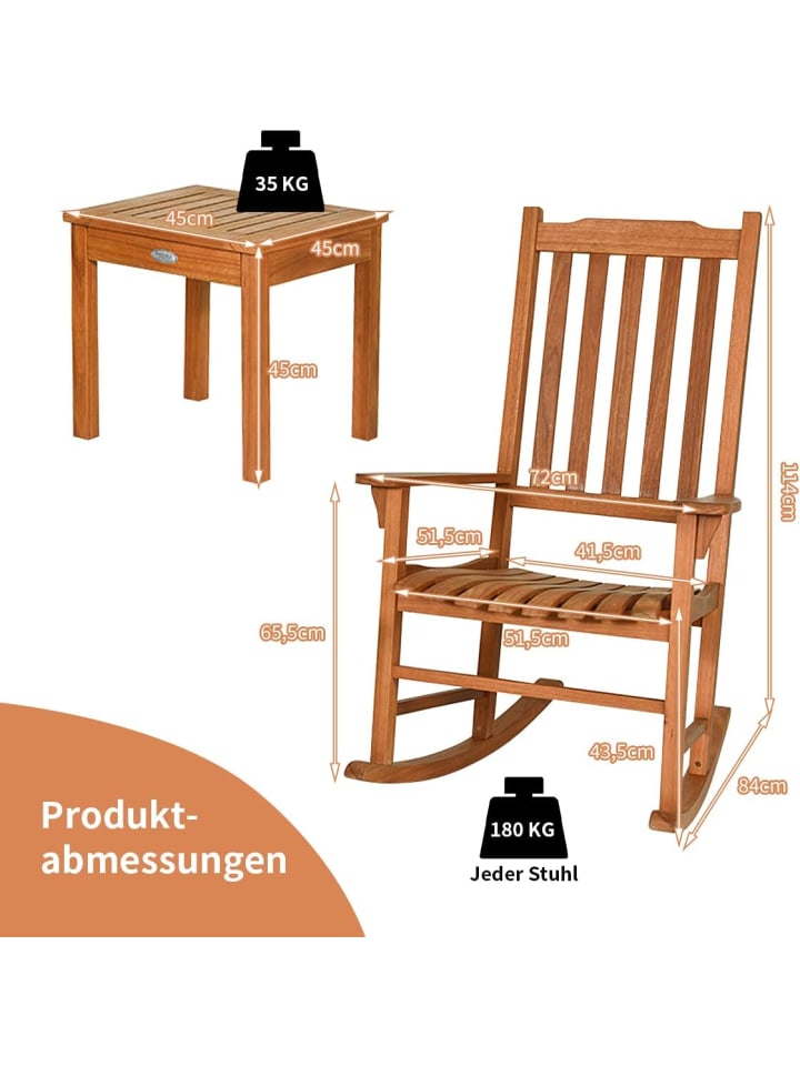 COSTWAY Gartenmöbel 3 tlg. Set in Braun günstig kaufen onesize