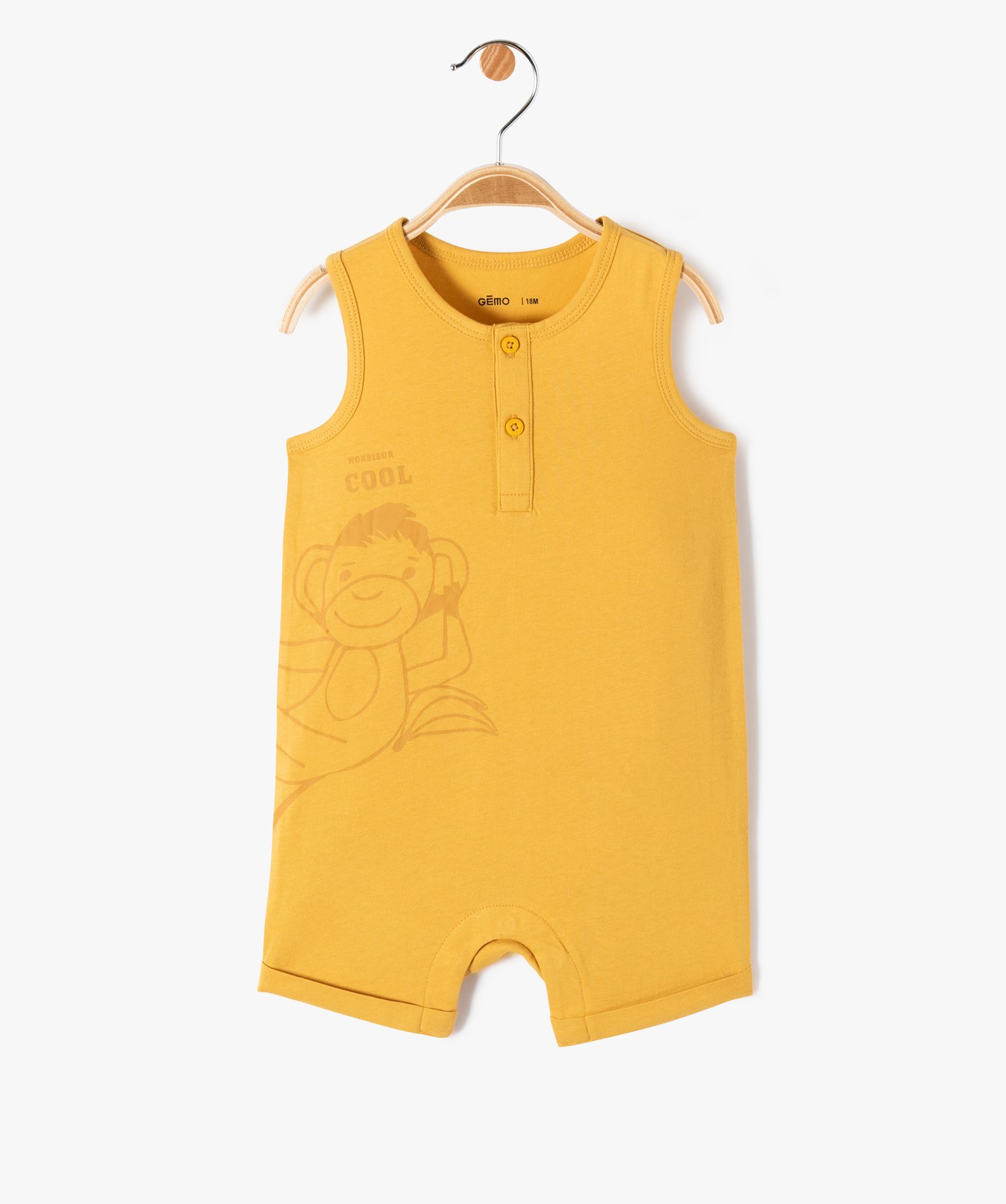 Combishort sans manches en coton imprimé bébé Garçon jaune | GEMO