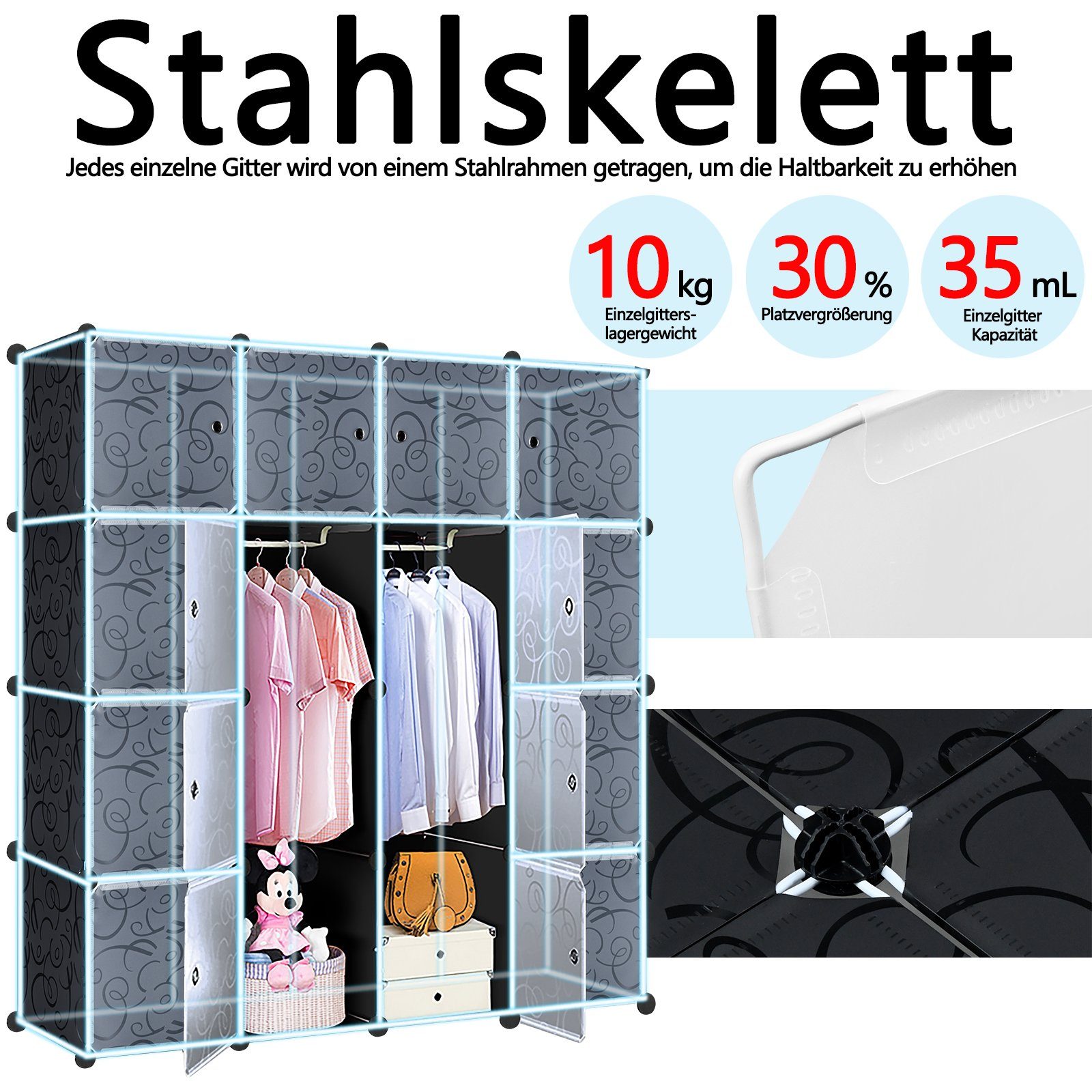 AUFUN Kleiderschrank DIY Kombischrank (16-St., modularer Kombischrank)