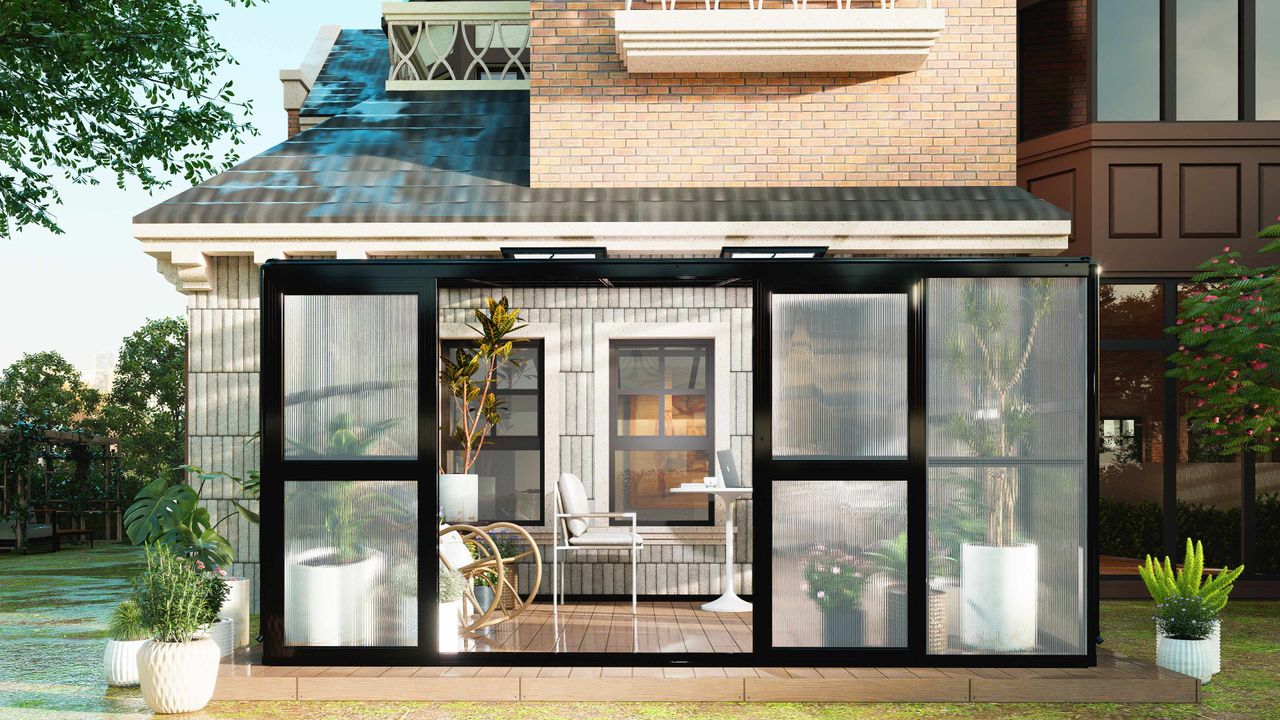 HC Home & Living Wintergarten mit Schiebtüren ,Terrassendach Veranda, ca. 320 x 392 x 250 cm
