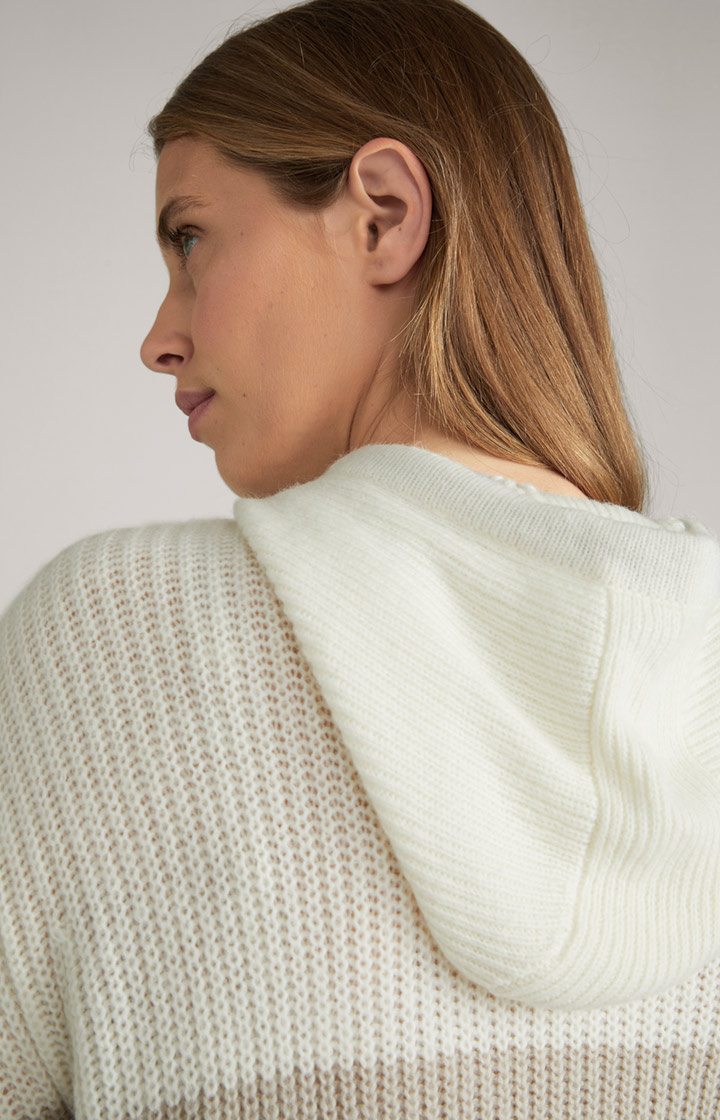 Strick-Hoodie in Offwhite/Beige