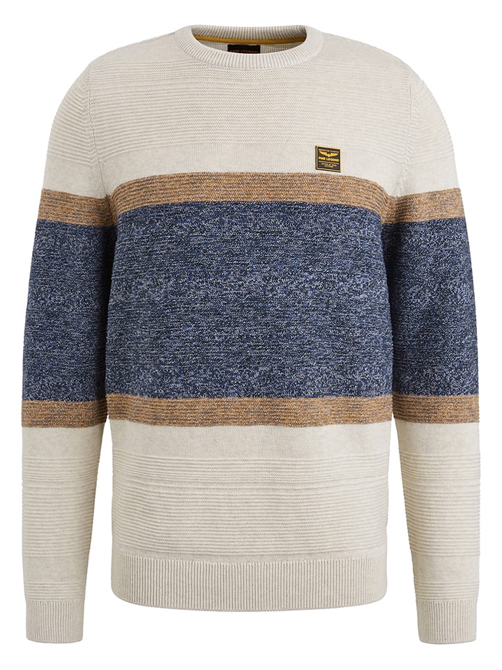PME Legend Pullover in Beige/ Dunkelblau günstig kaufen