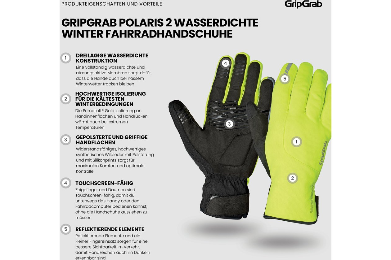 GRIPGRAB Polaris 2 Waterproof Winter Langfinger Handschuhe - 2023