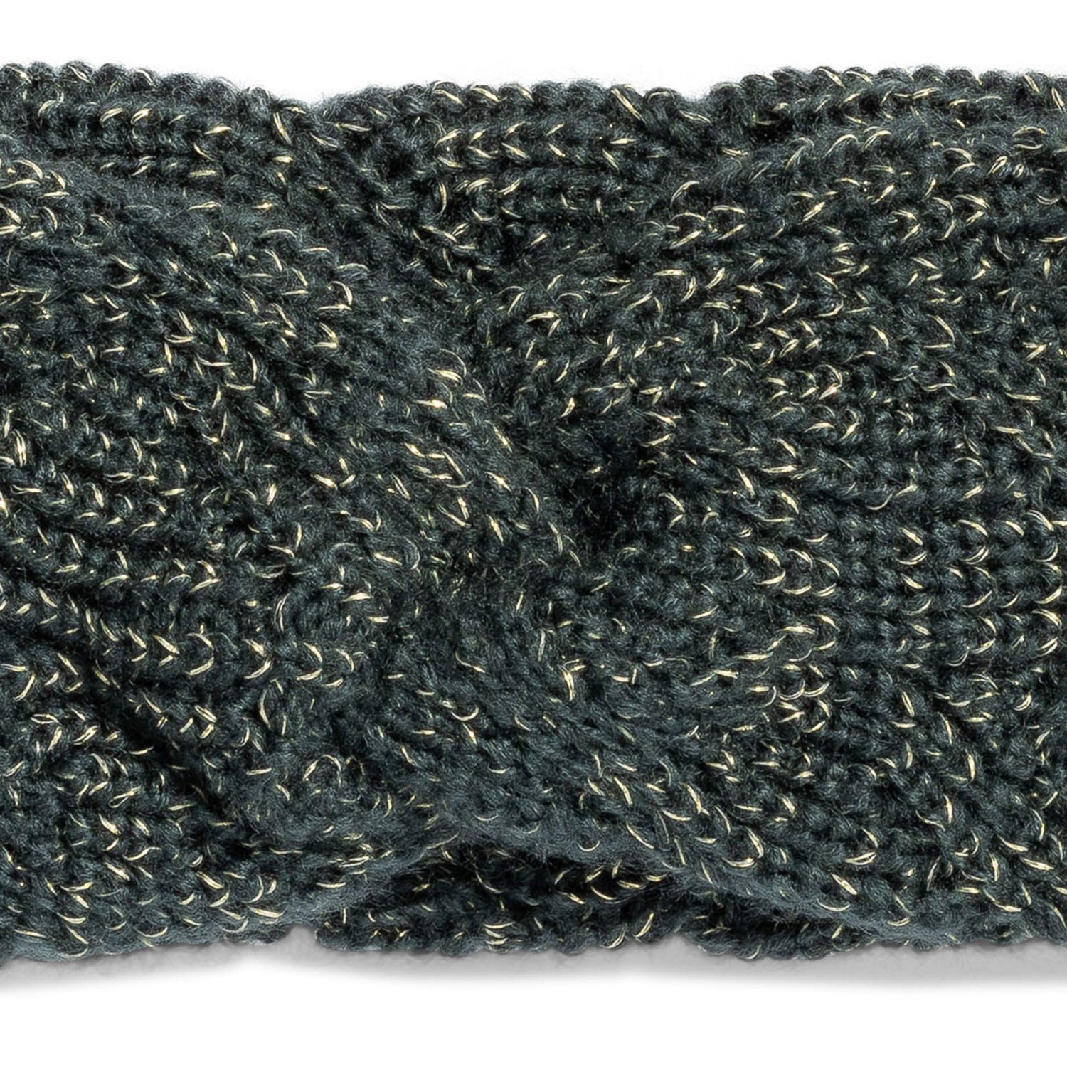 Bandeau vert en maille torsadée lurex