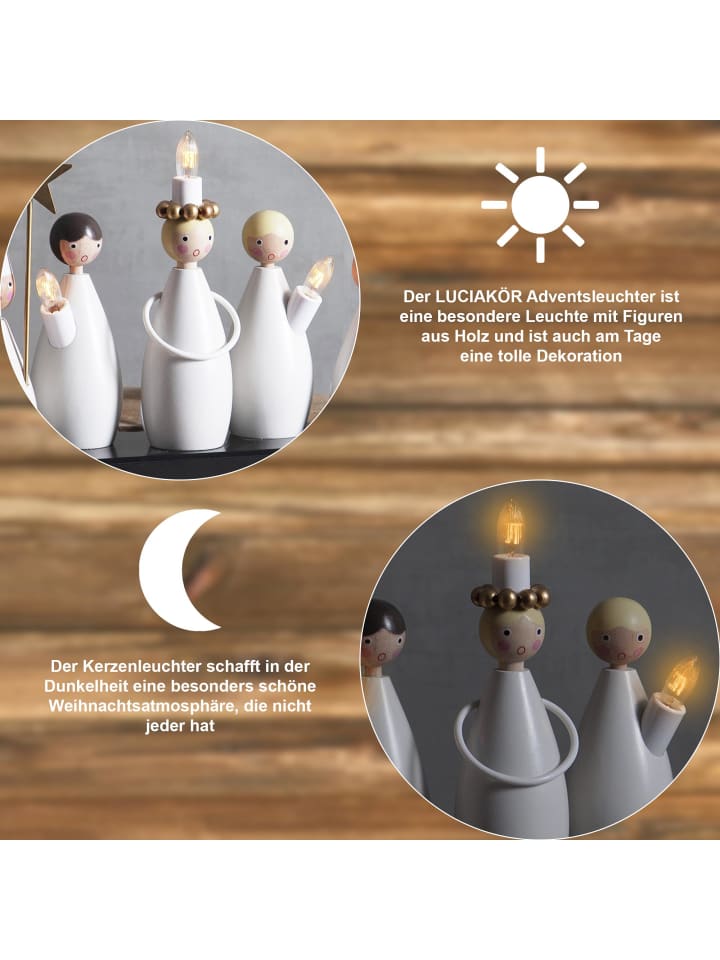 STAR Trading Dekoleuchte ,Luciakör', Holz, weiß in Weiß günstig kaufen onesize
